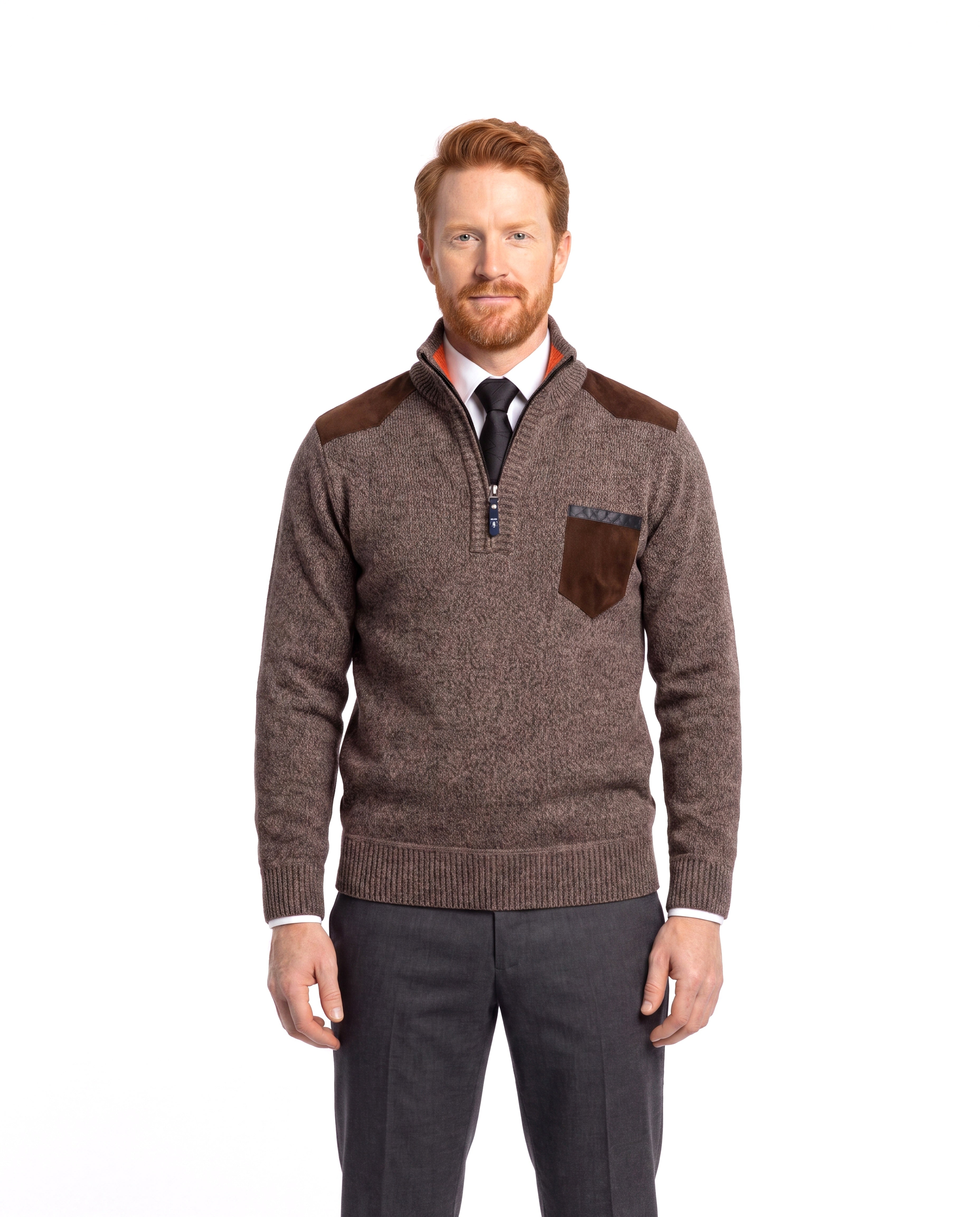 Men's Knitted Sweater with Stand-Up Collar
