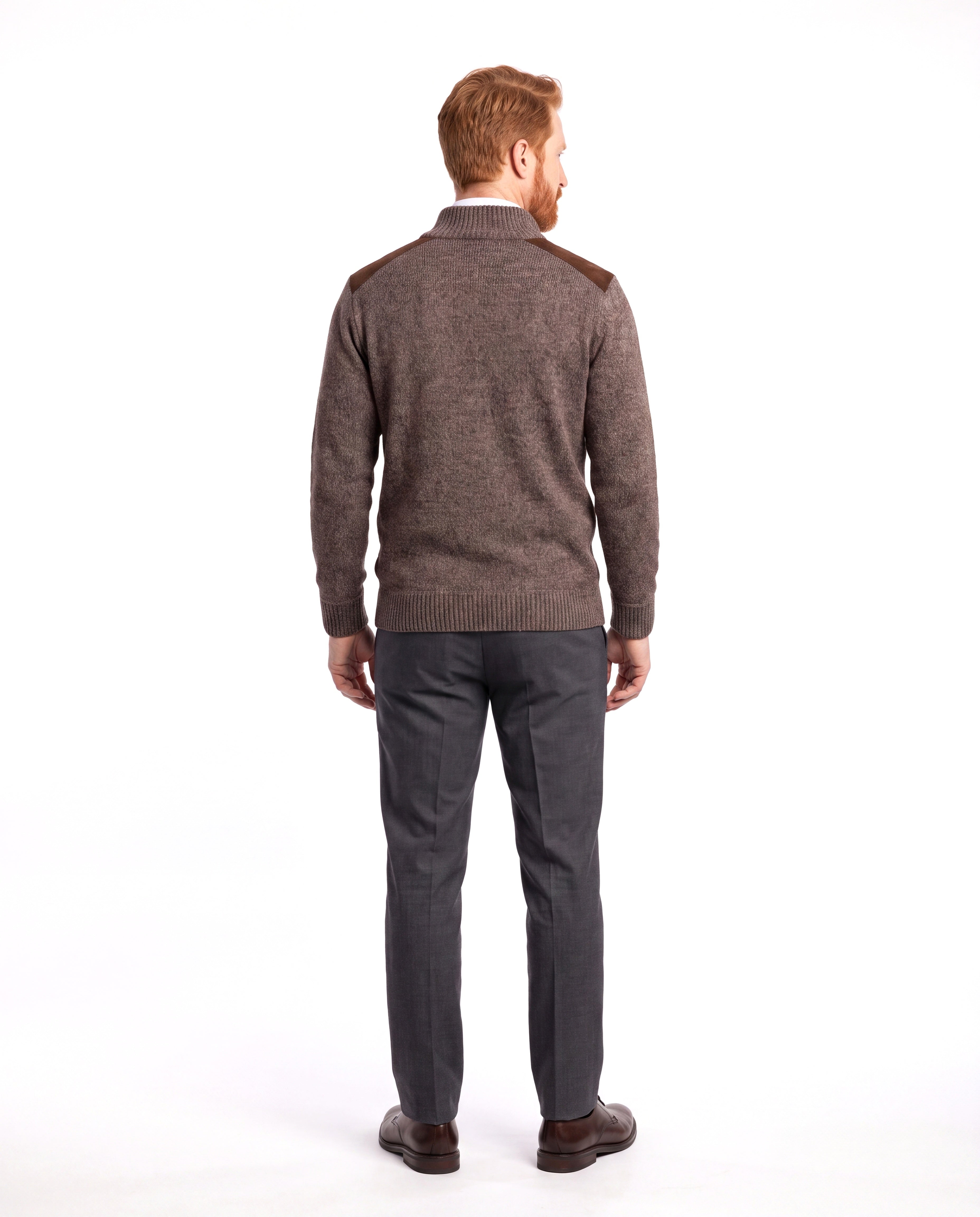 Men's Knitted Sweater with Stand-Up Collar