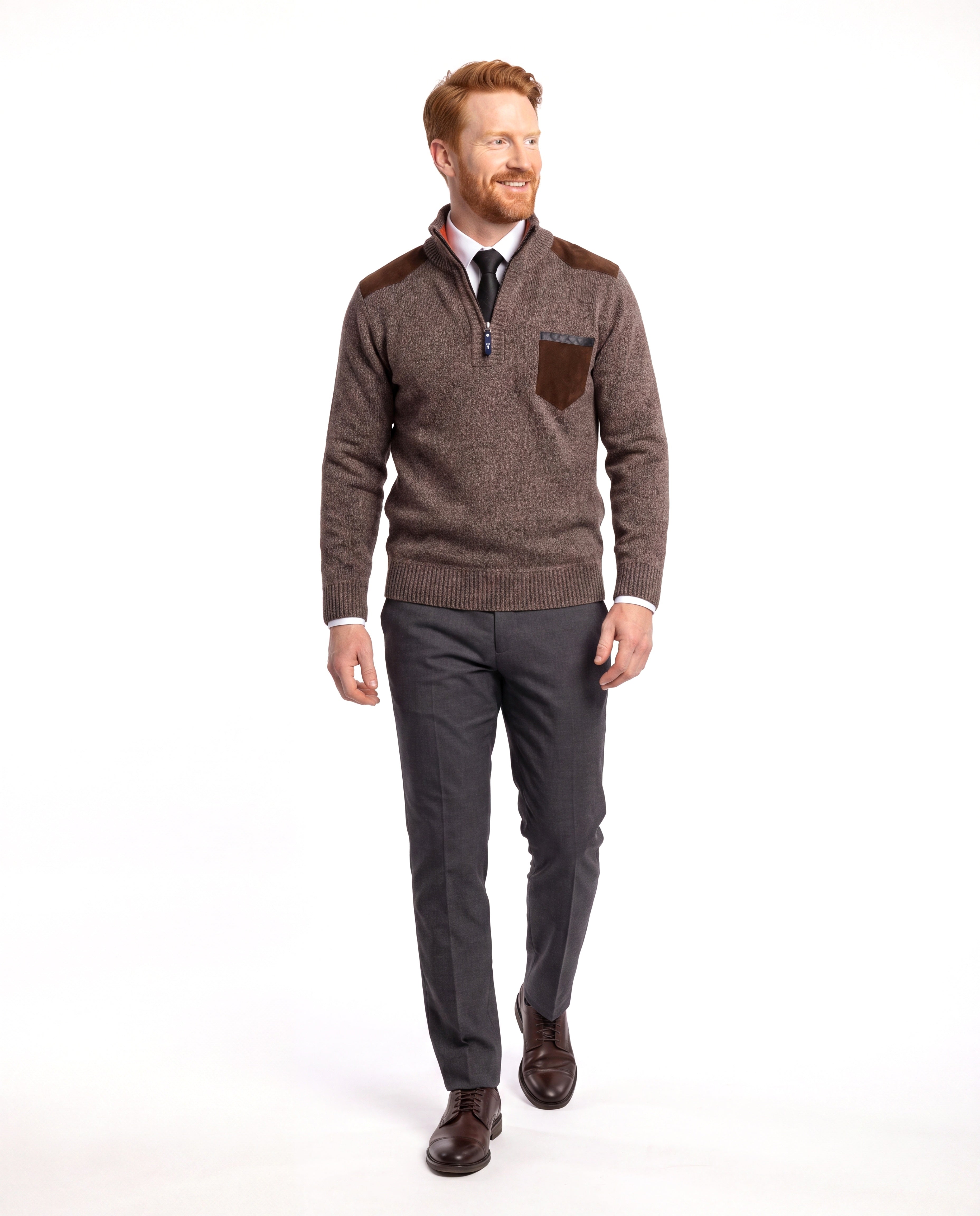 Men's Knitted Sweater with Stand-Up Collar