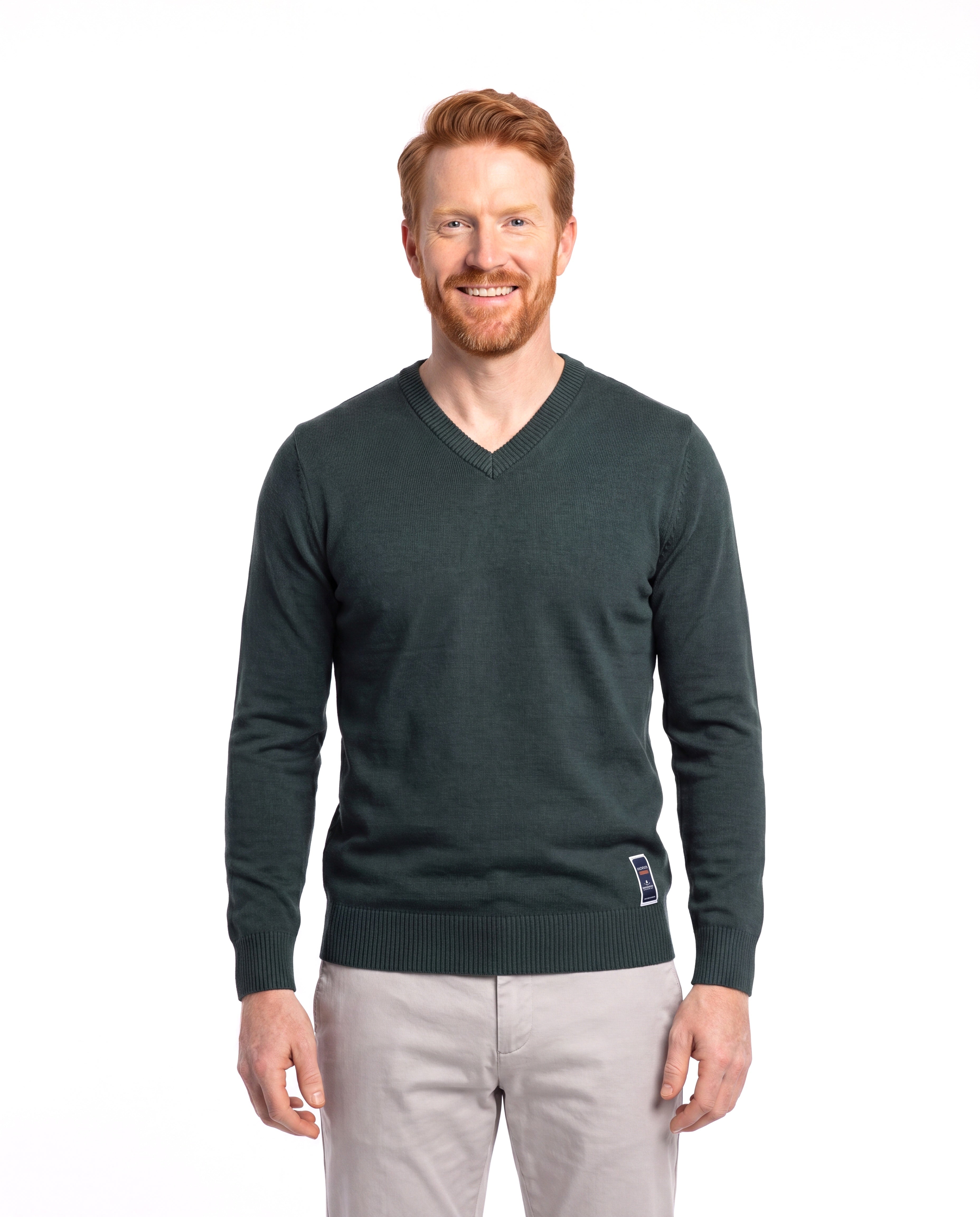 Men's Fine-Knit Sweater with V-Neck