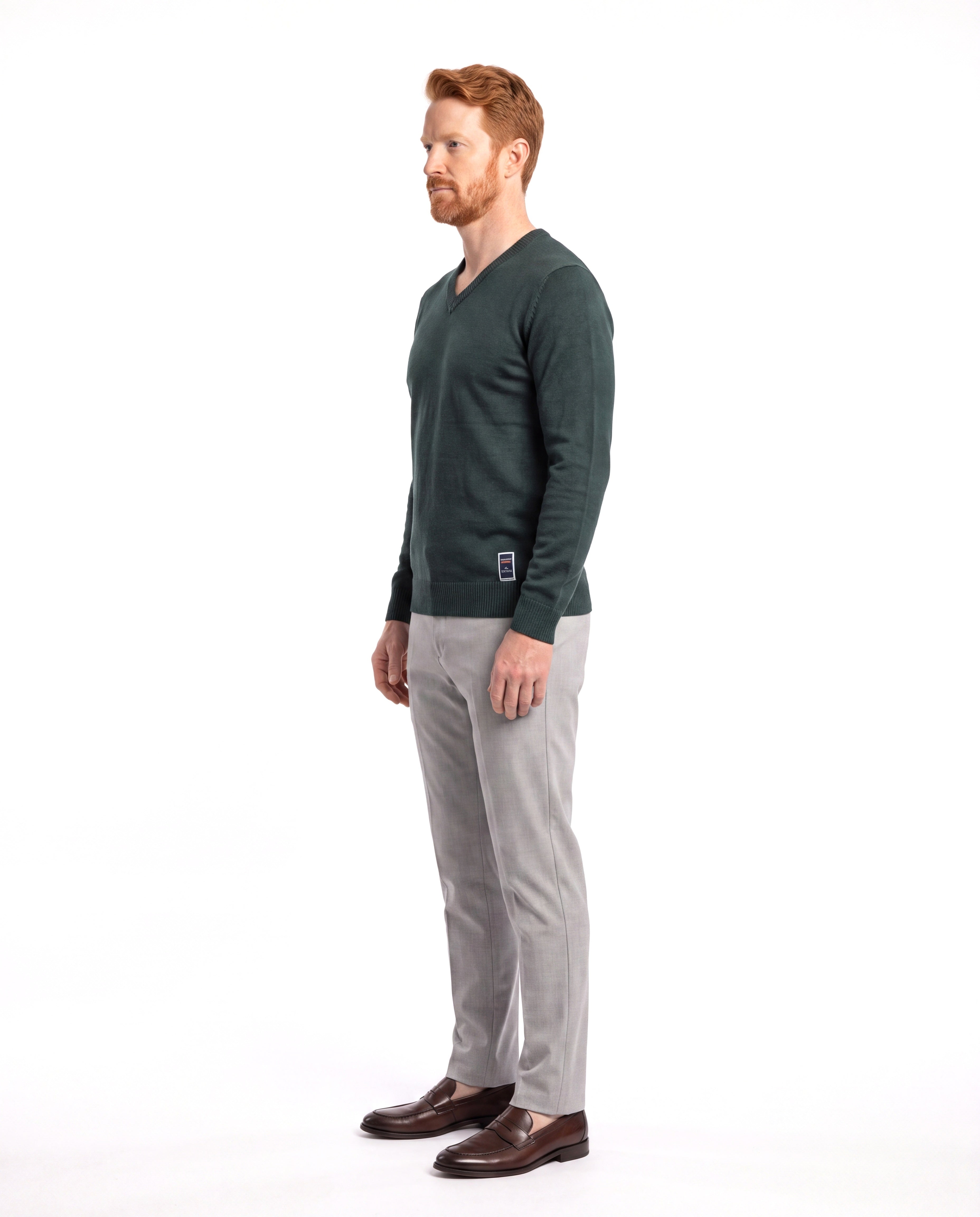 Men's Fine-Knit Sweater with V-Neck