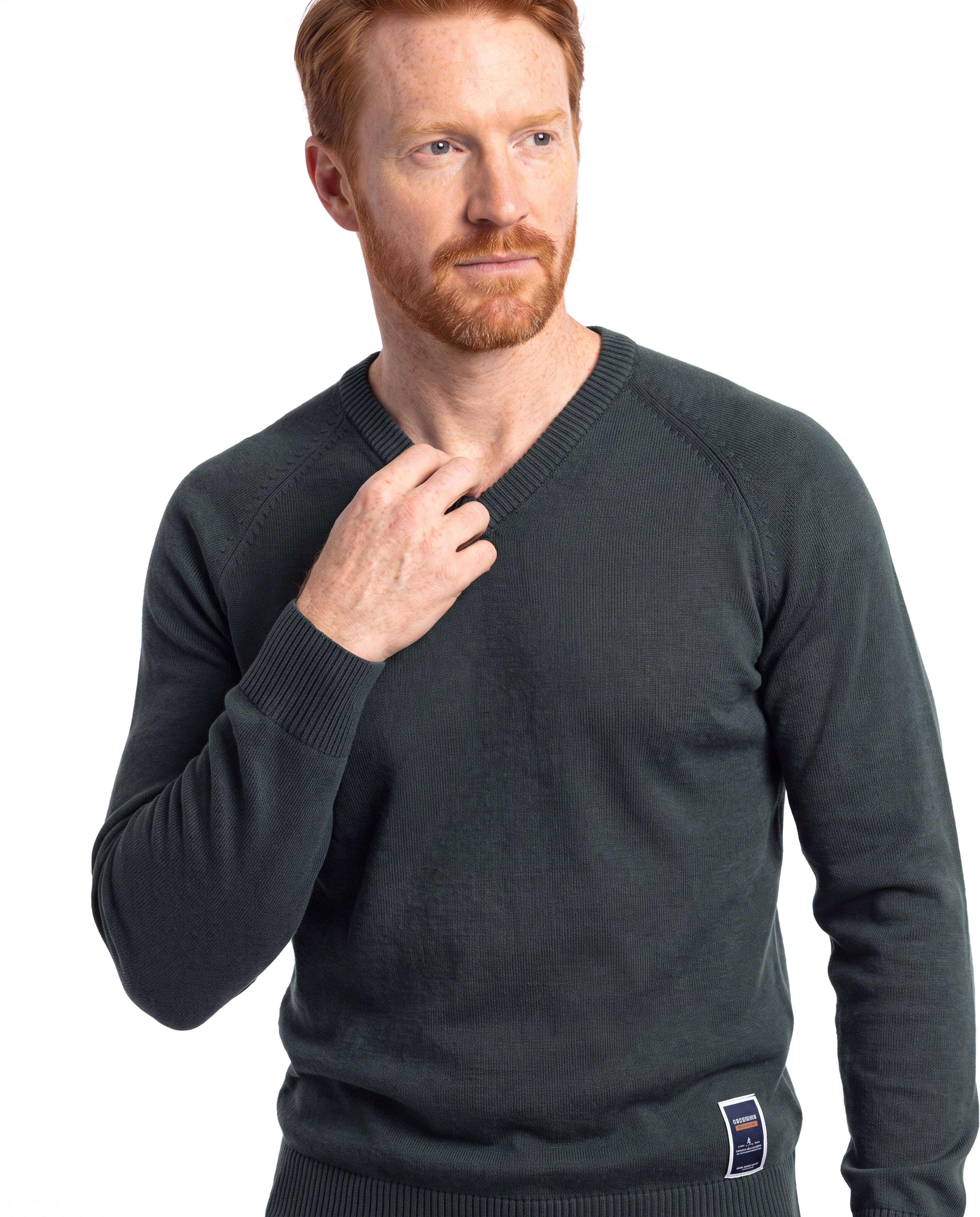 Men's Fine-Knit Sweater with V-Neck