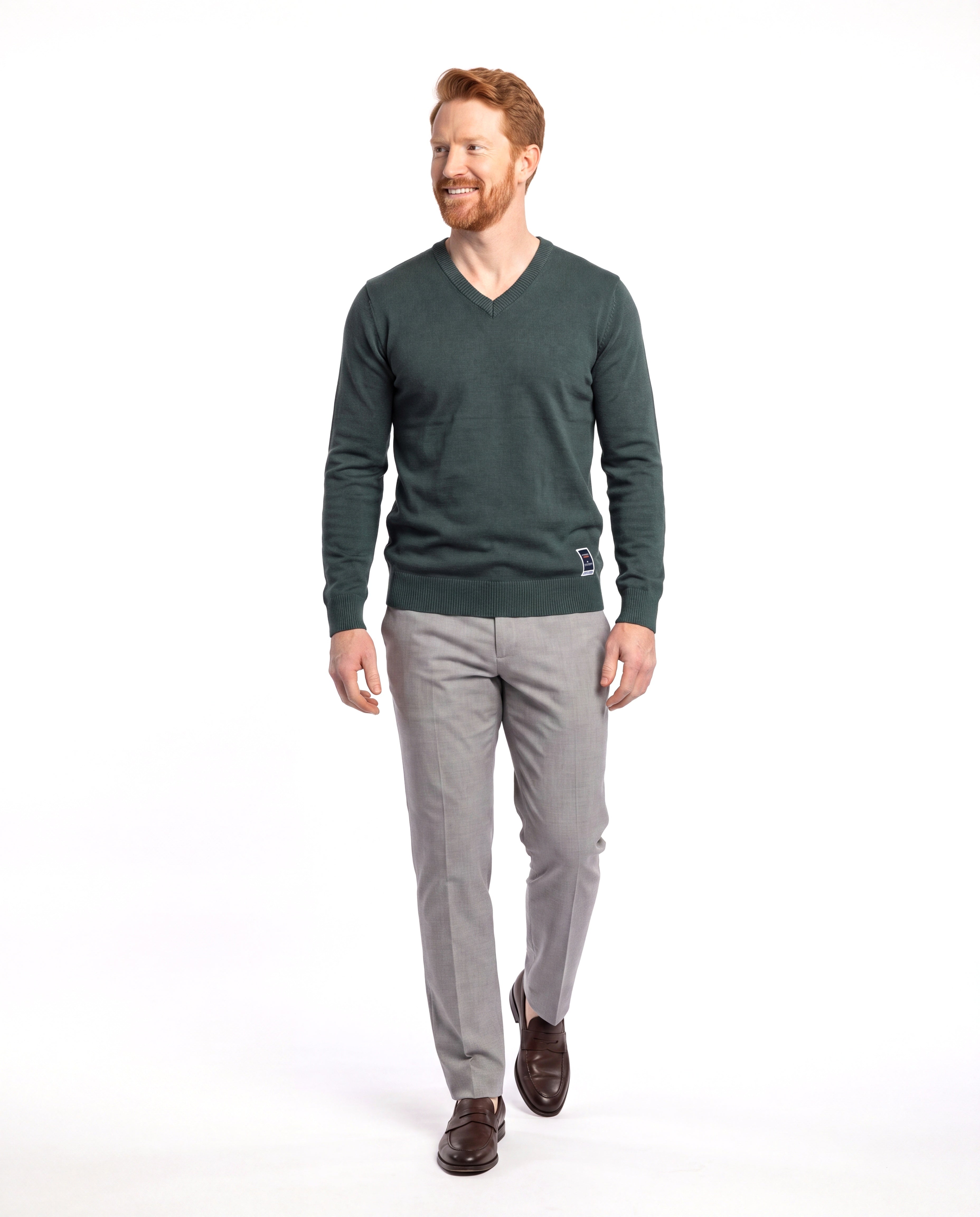 Men's Fine-Knit Sweater with V-Neck