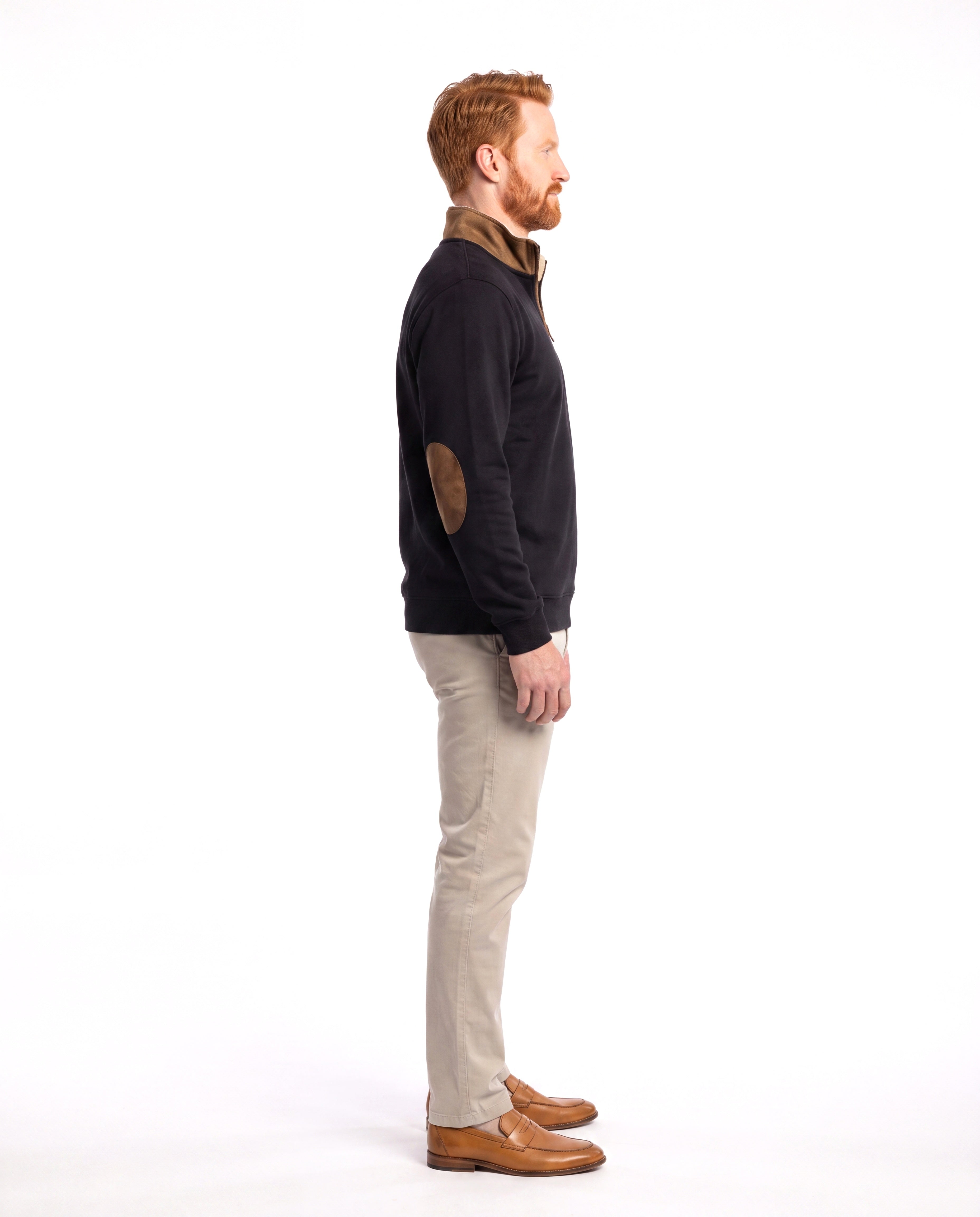 Men's Sweater with Stand-Up Collar and Half Zip