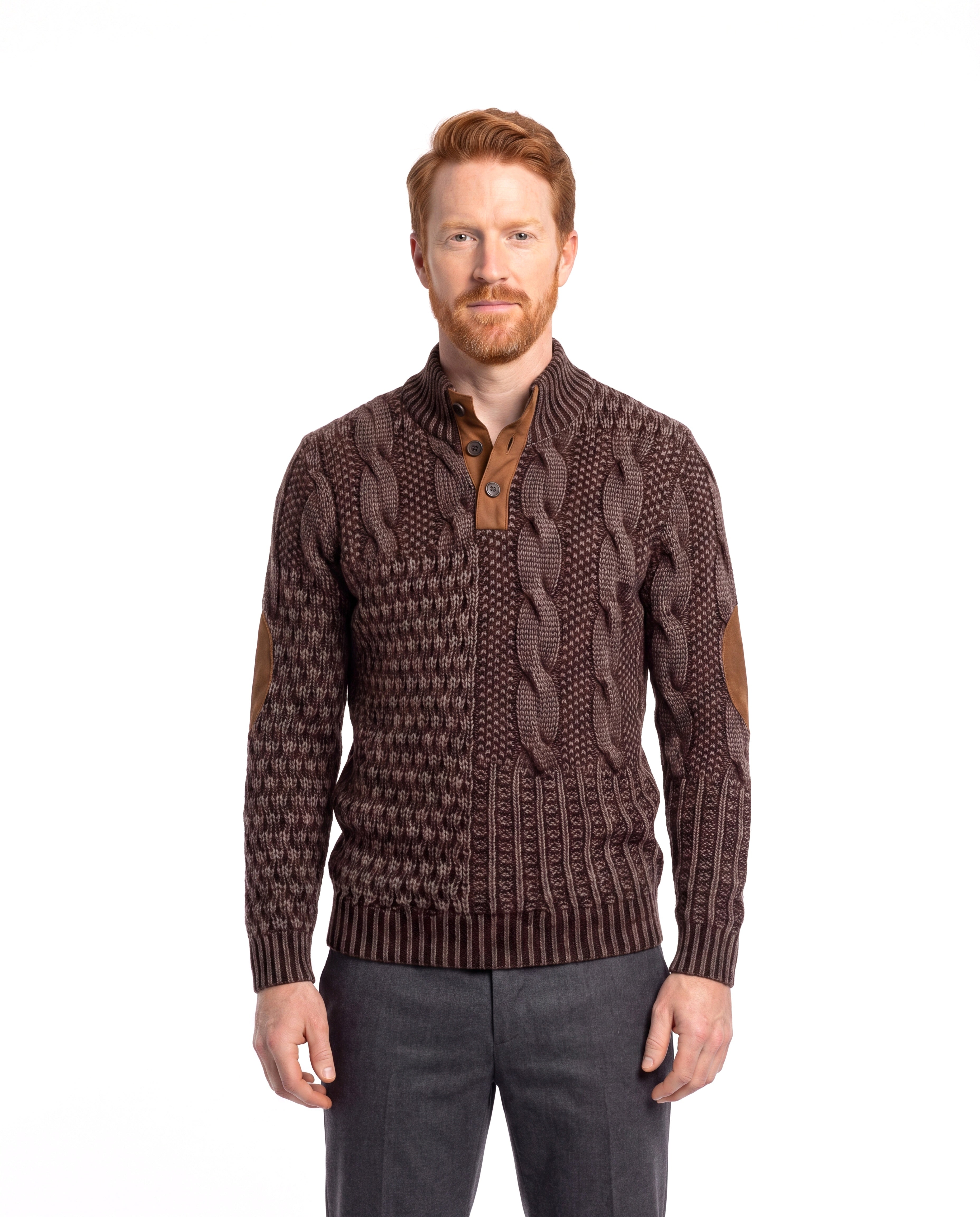 Men's Knit Sweater with Contrasting Trim