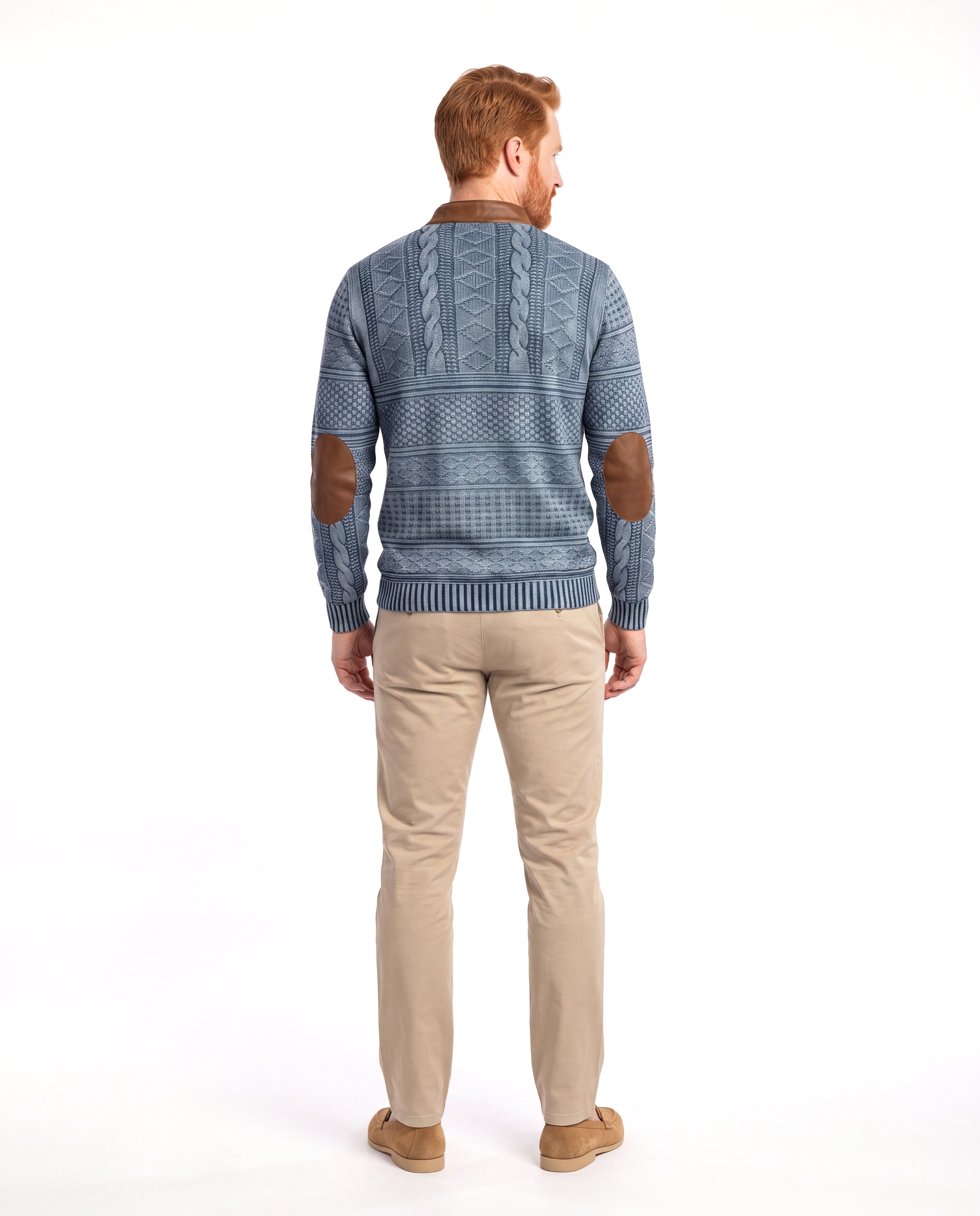 Men's Fine-Knit Sweater with Half-Zip Collar