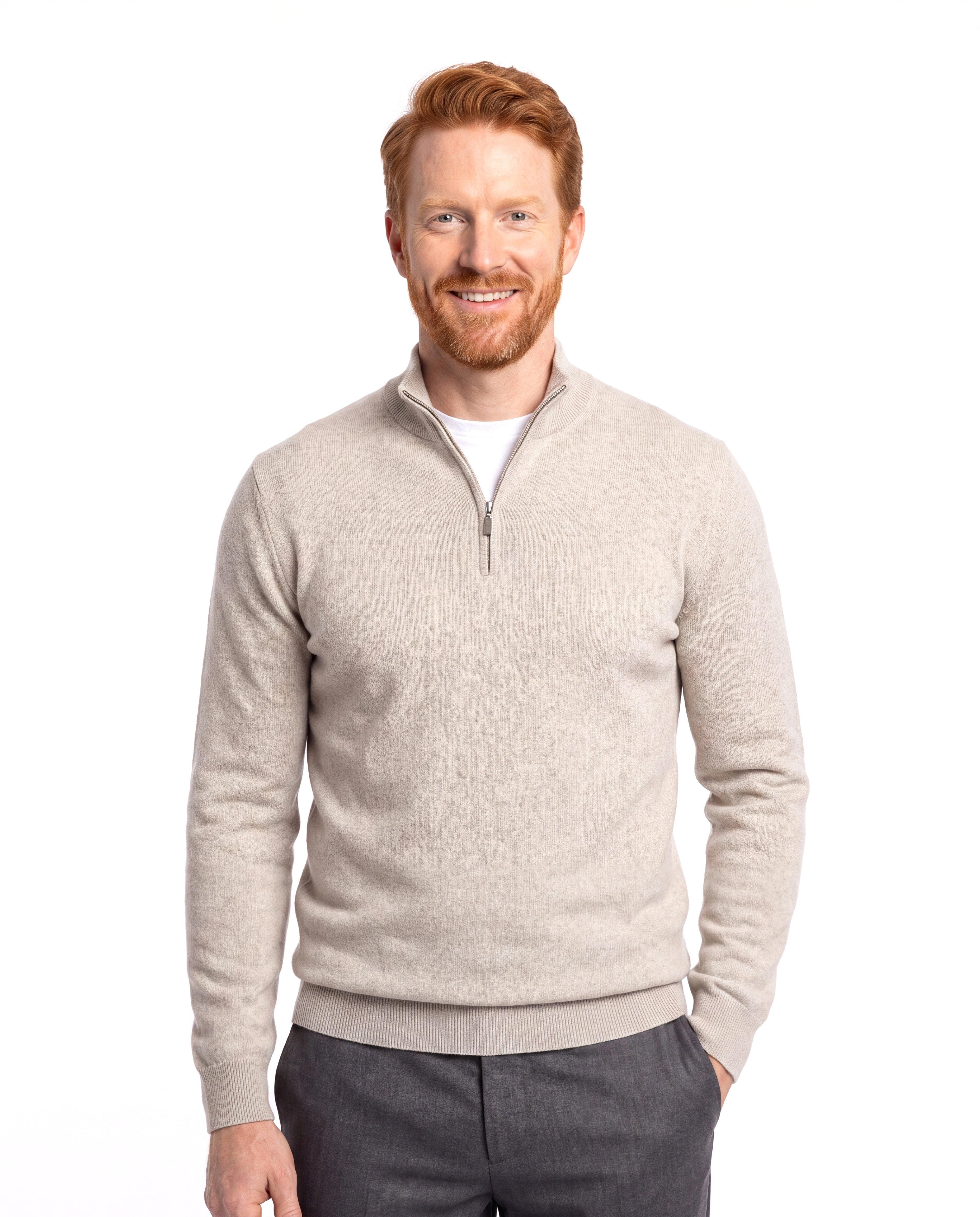 Men's Fine-Knit Sweater with Half-Zip