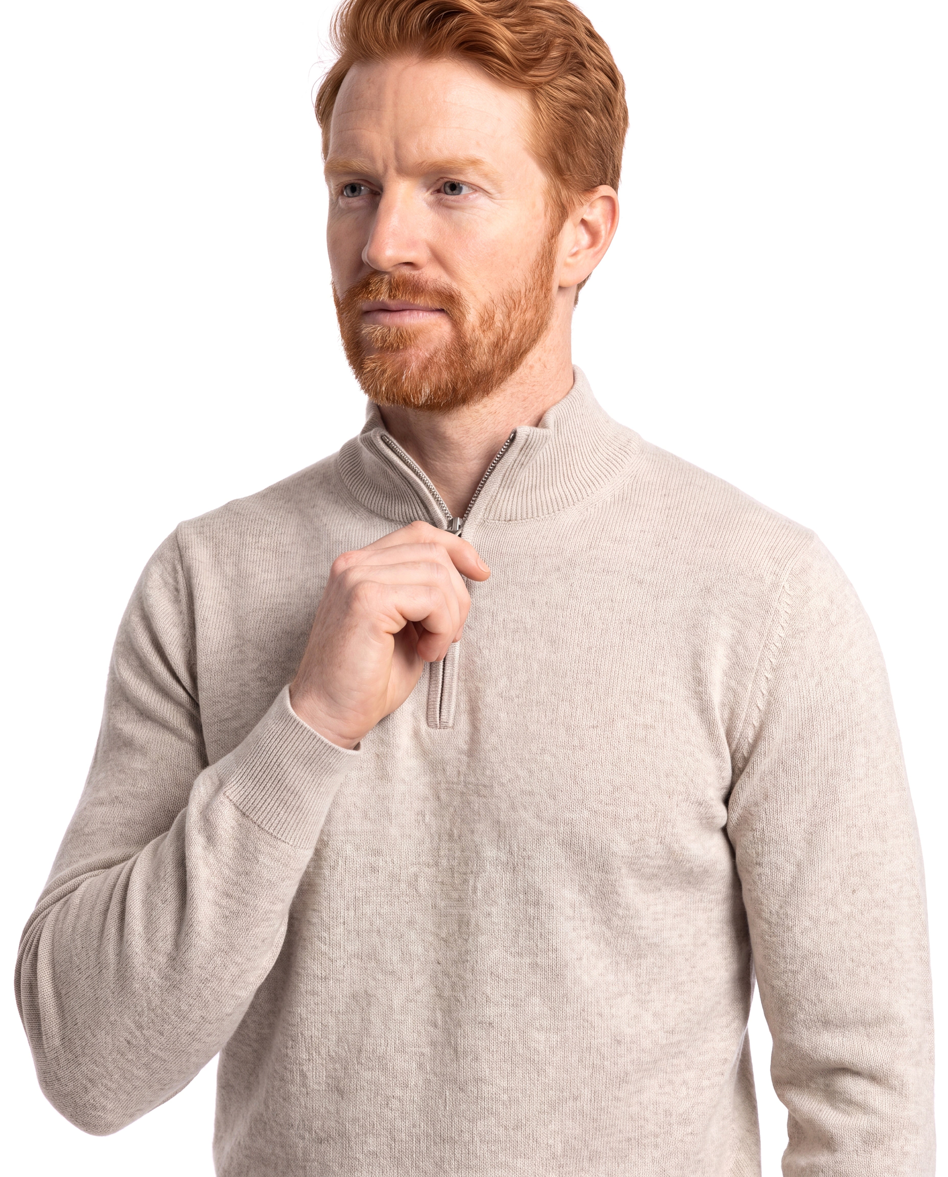 Men's Fine-Knit Sweater with Half-Zip