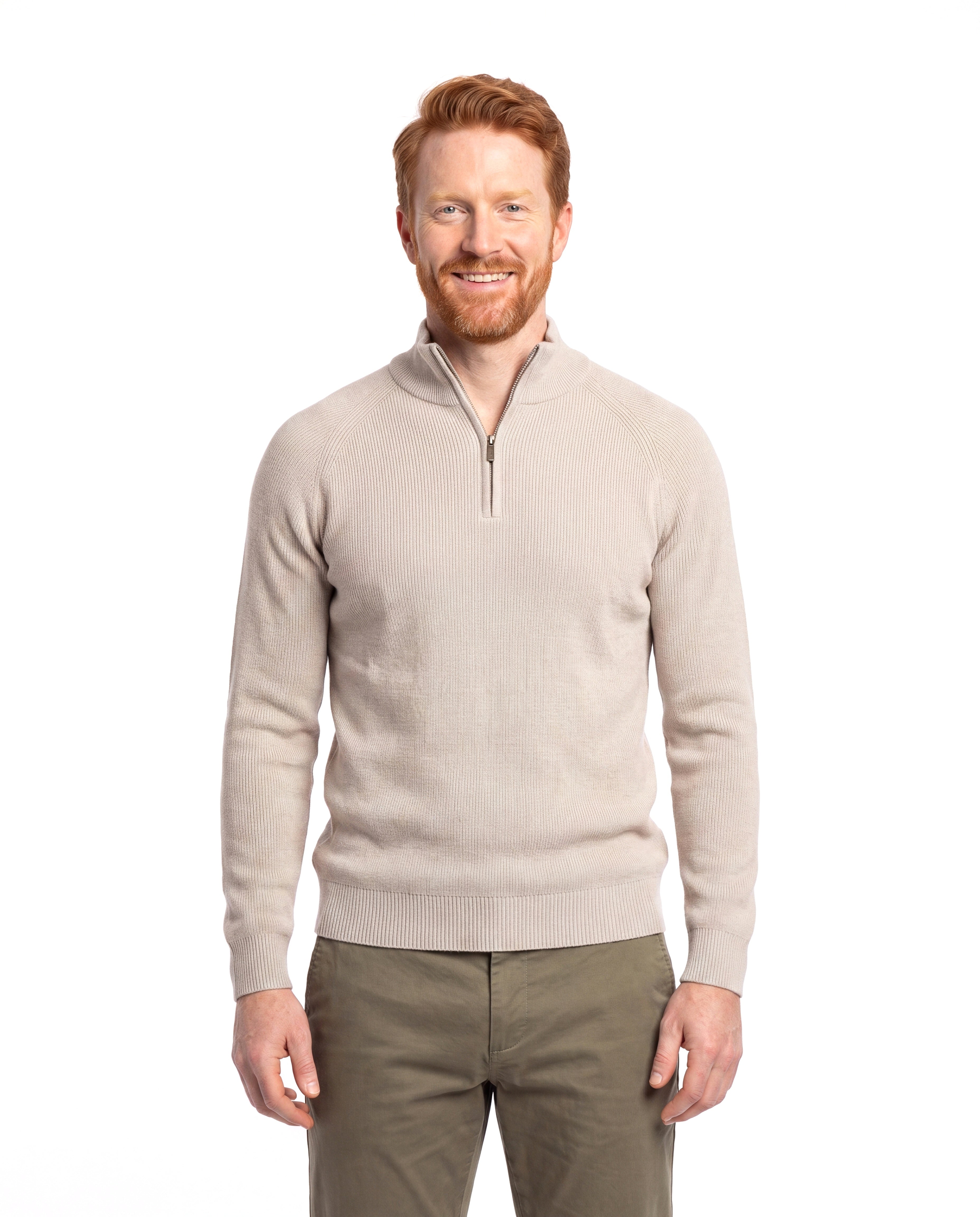 Men's Fine-Knit Sweater with Half Zip