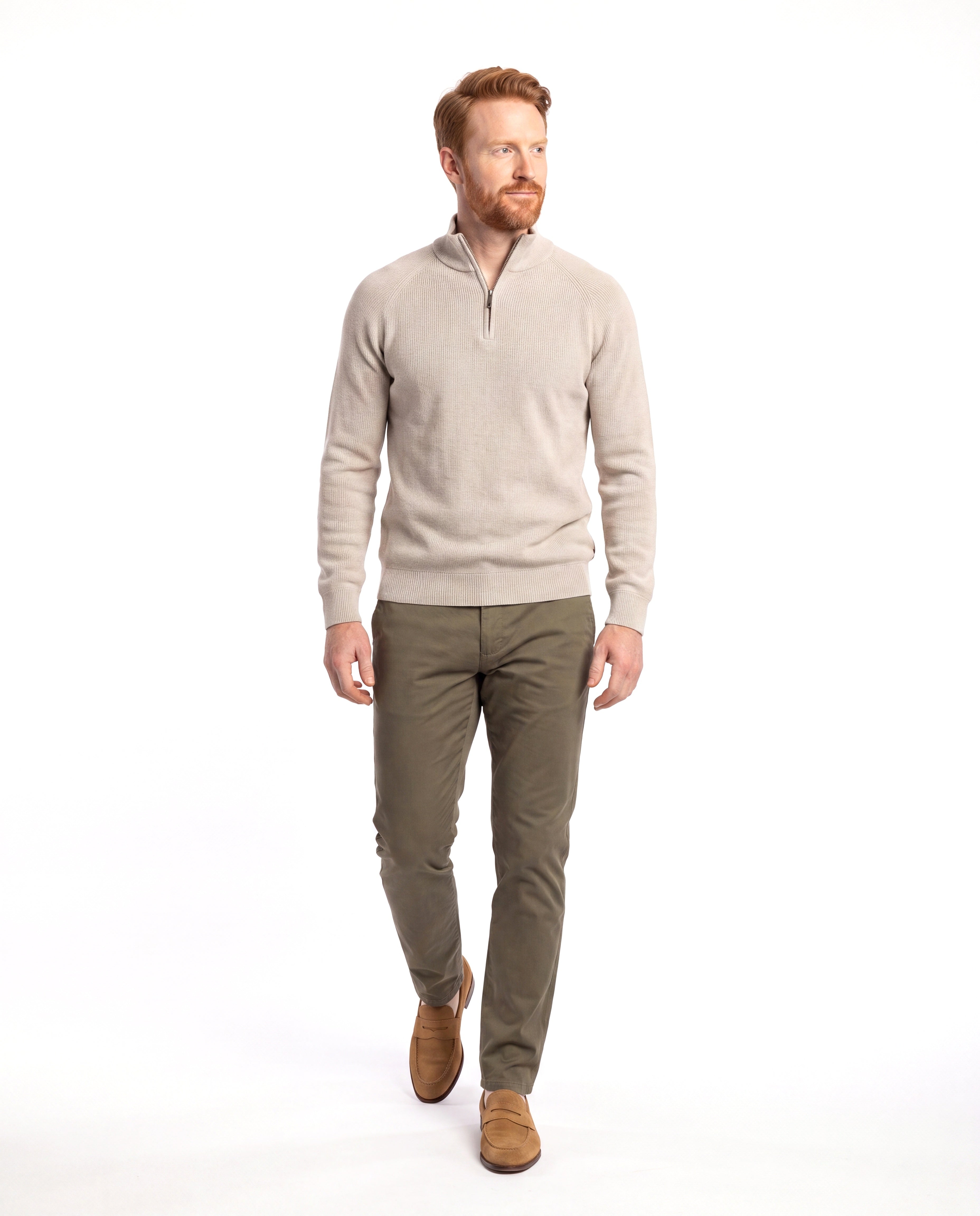Men's Fine-Knit Sweater with Half Zip