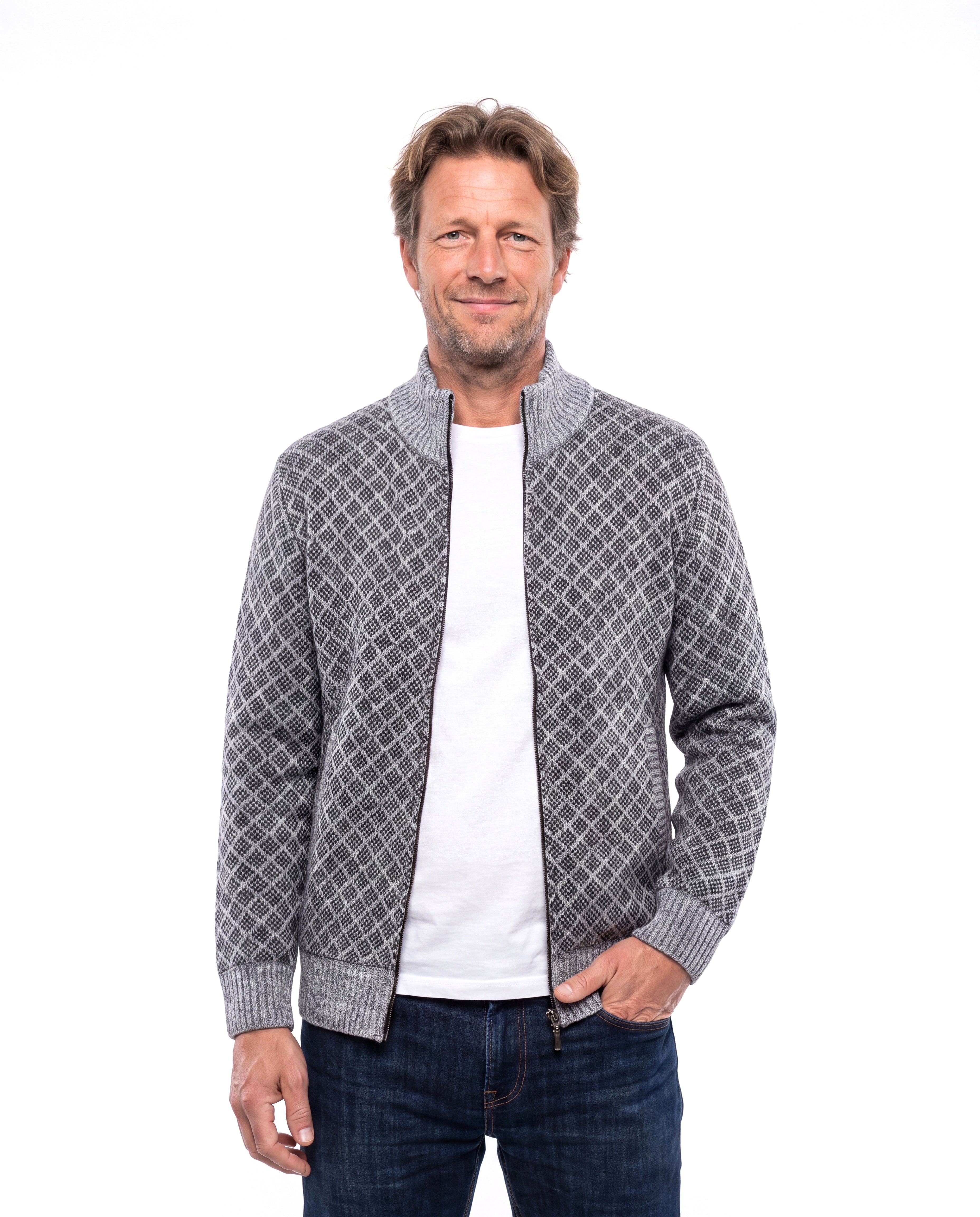 Men's Knit Vest with Collar Closure