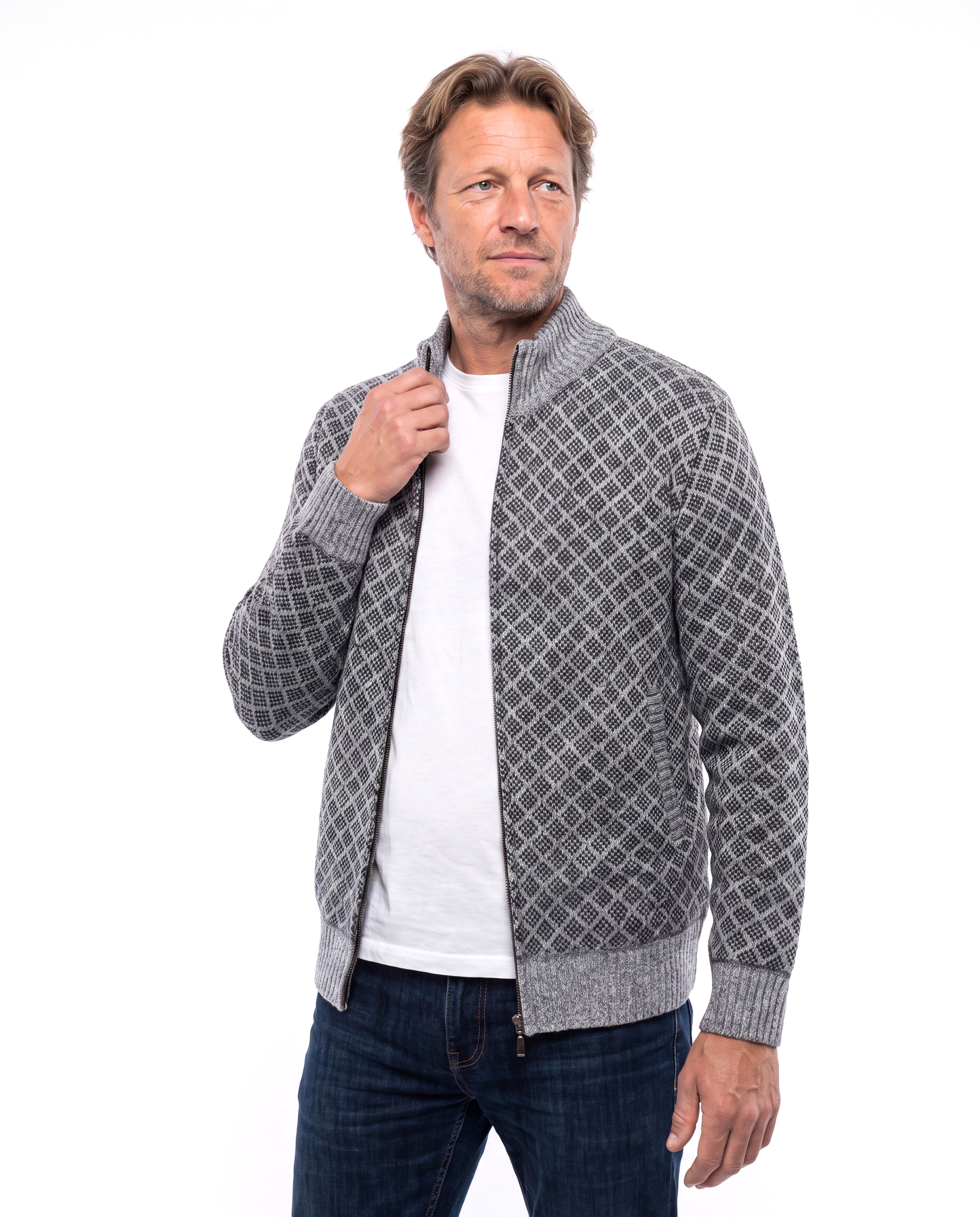 Men's Knit Vest with Collar Closure