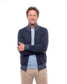 Men's Knitted Cardigan with Zip and Stand-Up Collar