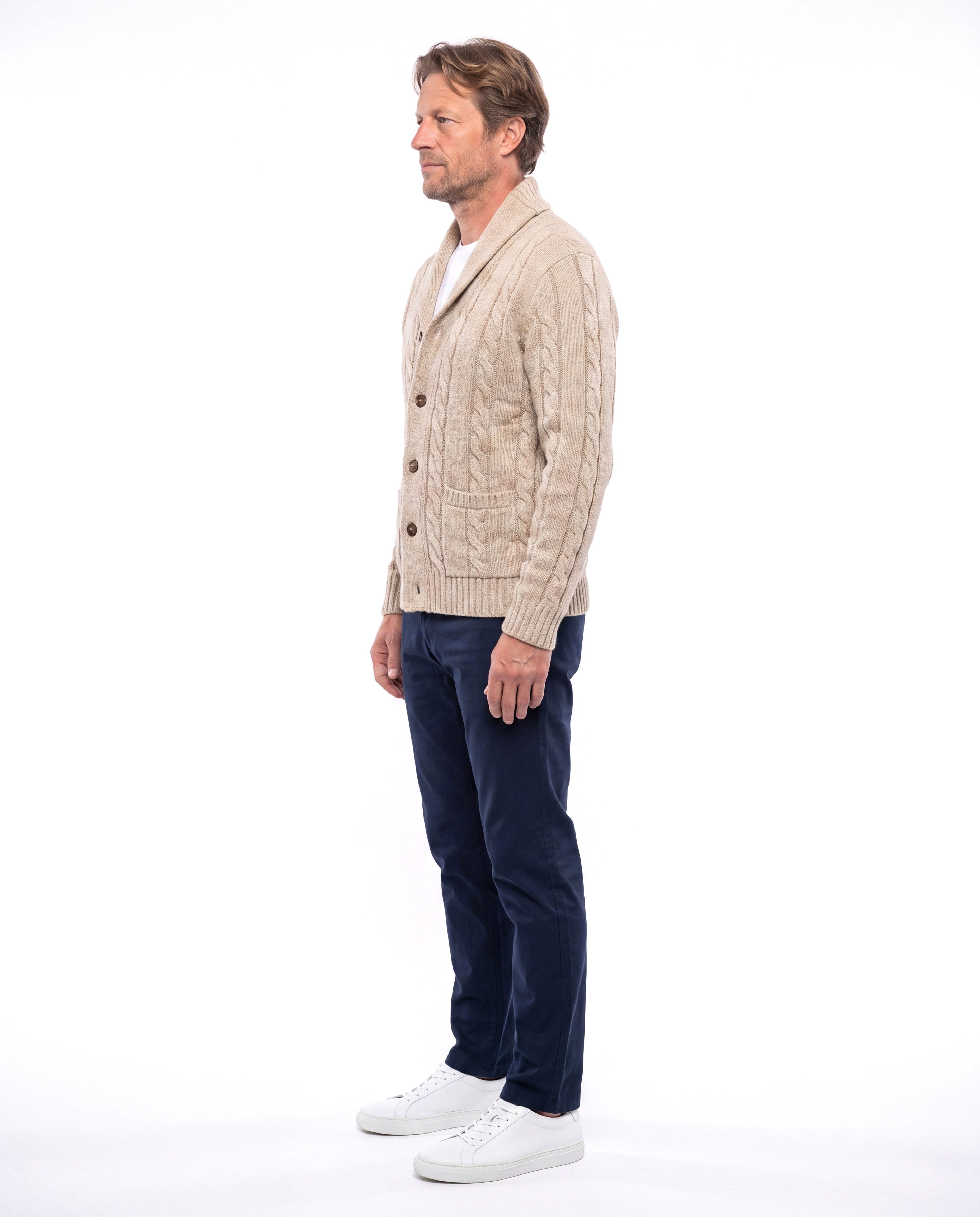 Men's Cotton Cardigan with Subtle Texture