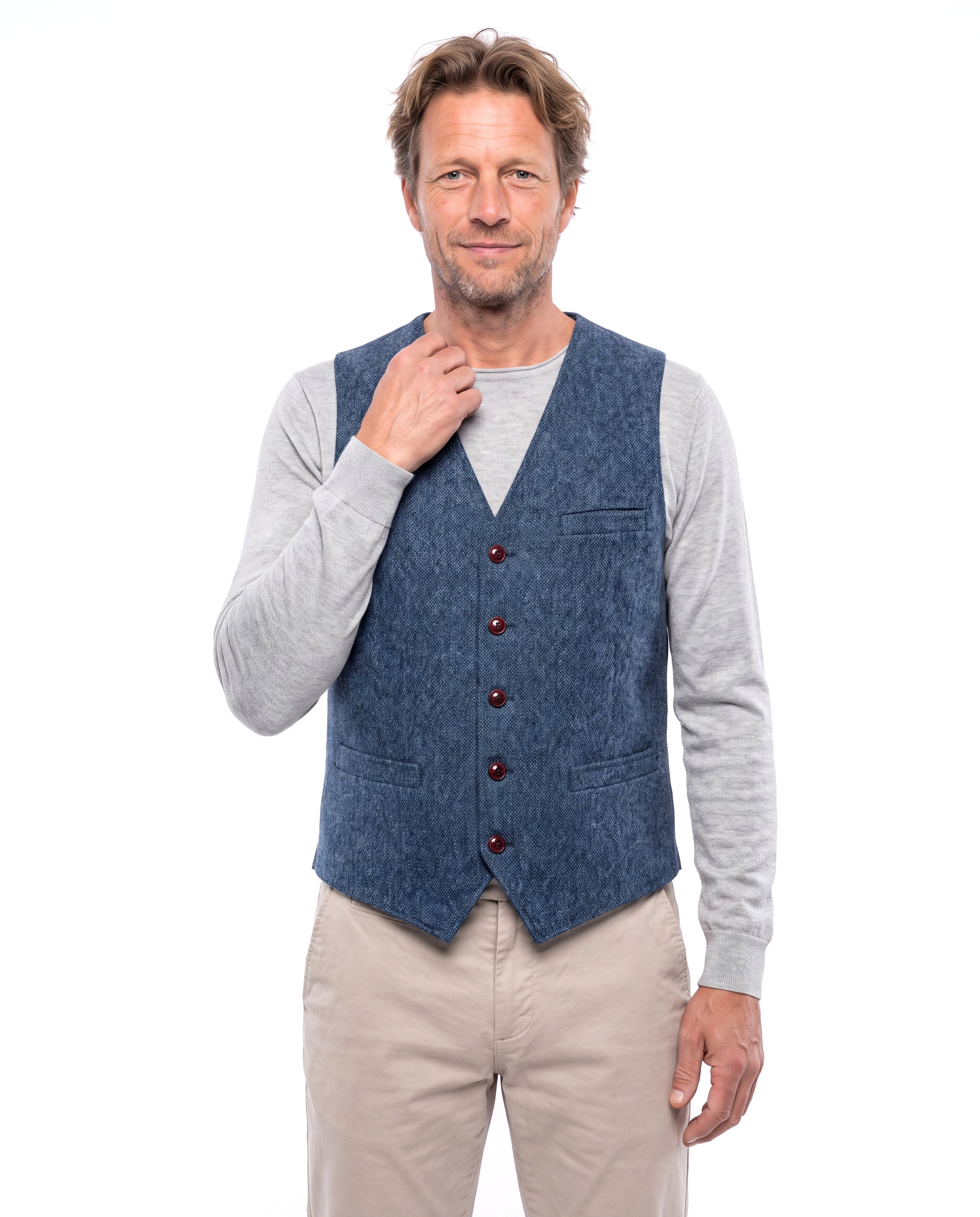 Men's Denim Vest with Button Closure