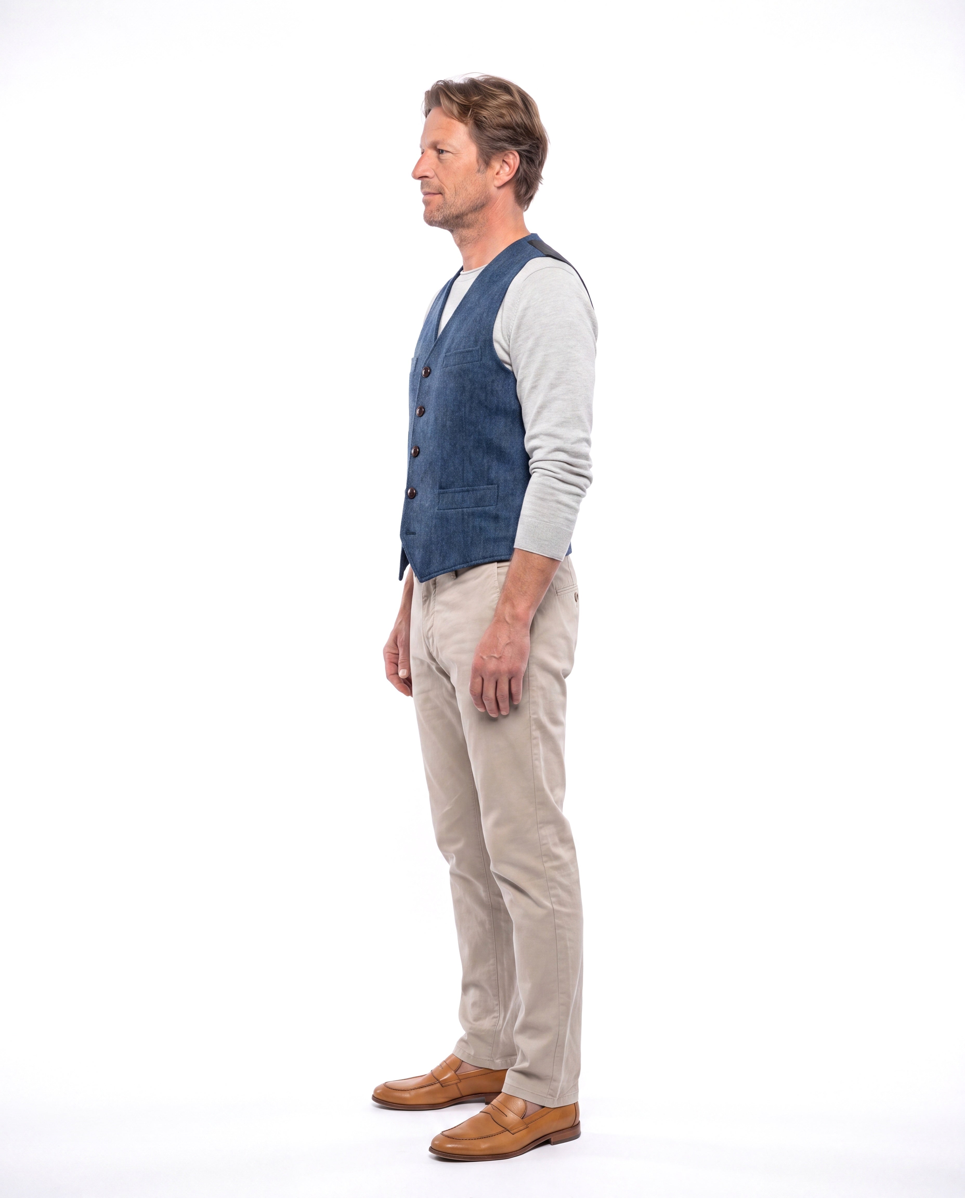 Men's Denim Vest with Button Closure