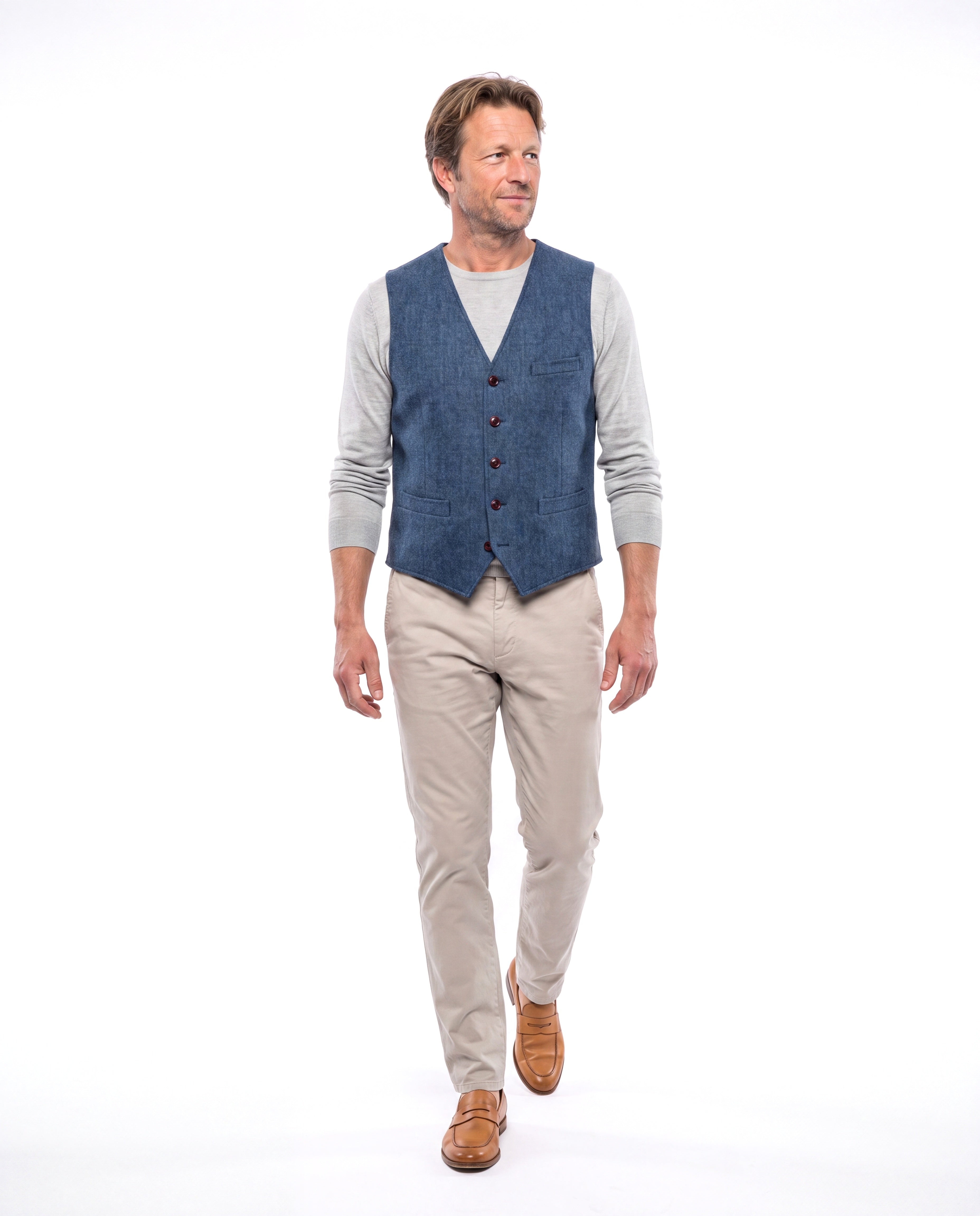 Men's Denim Vest with Button Closure