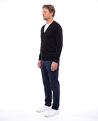 Men's Fine-Knit Cardigan with V-Neck and Buttons