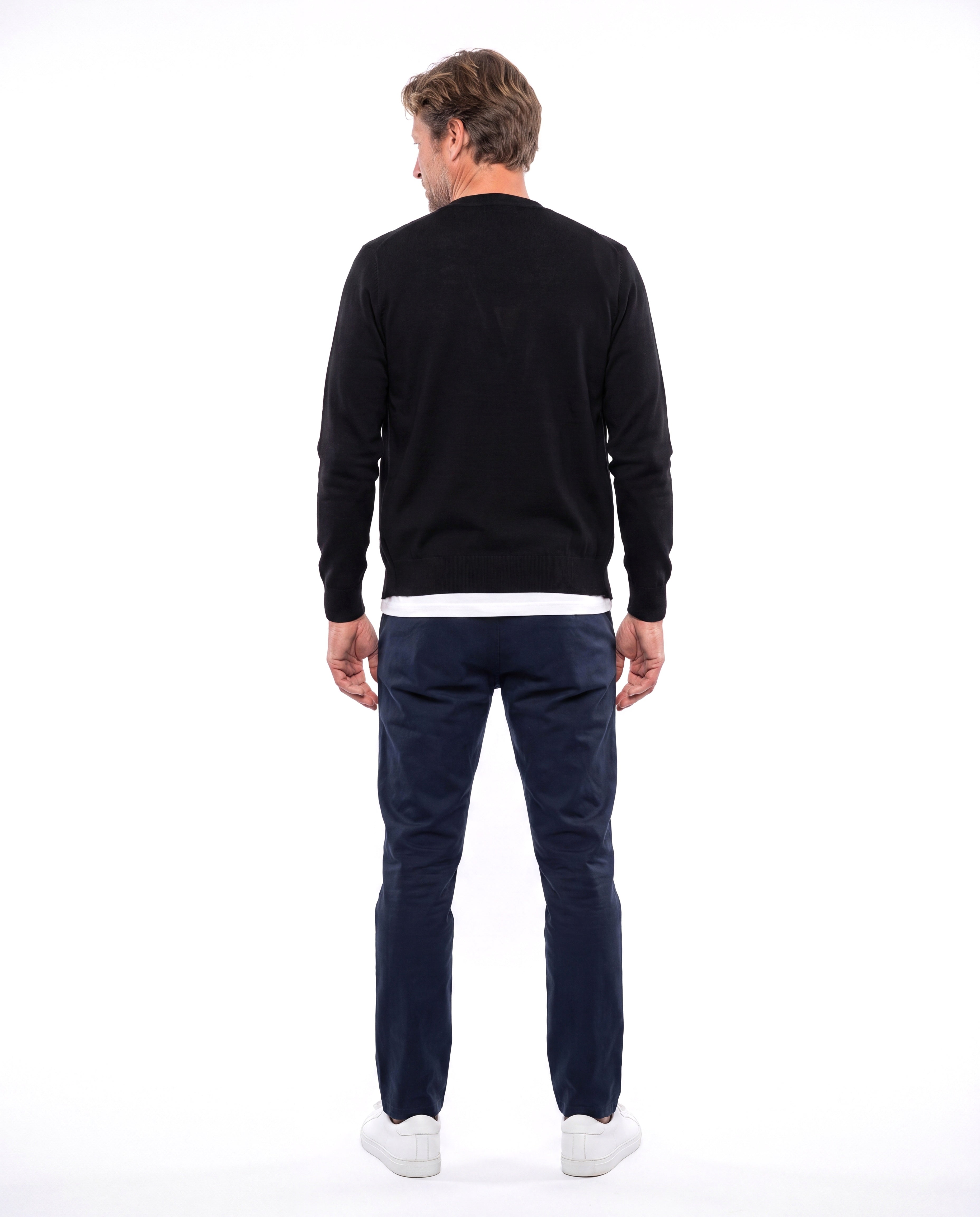 Men's Fine-Knit Cardigan with V-Neck and Buttons