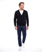 Men's Fine-Knit Cardigan with V-Neck and Buttons