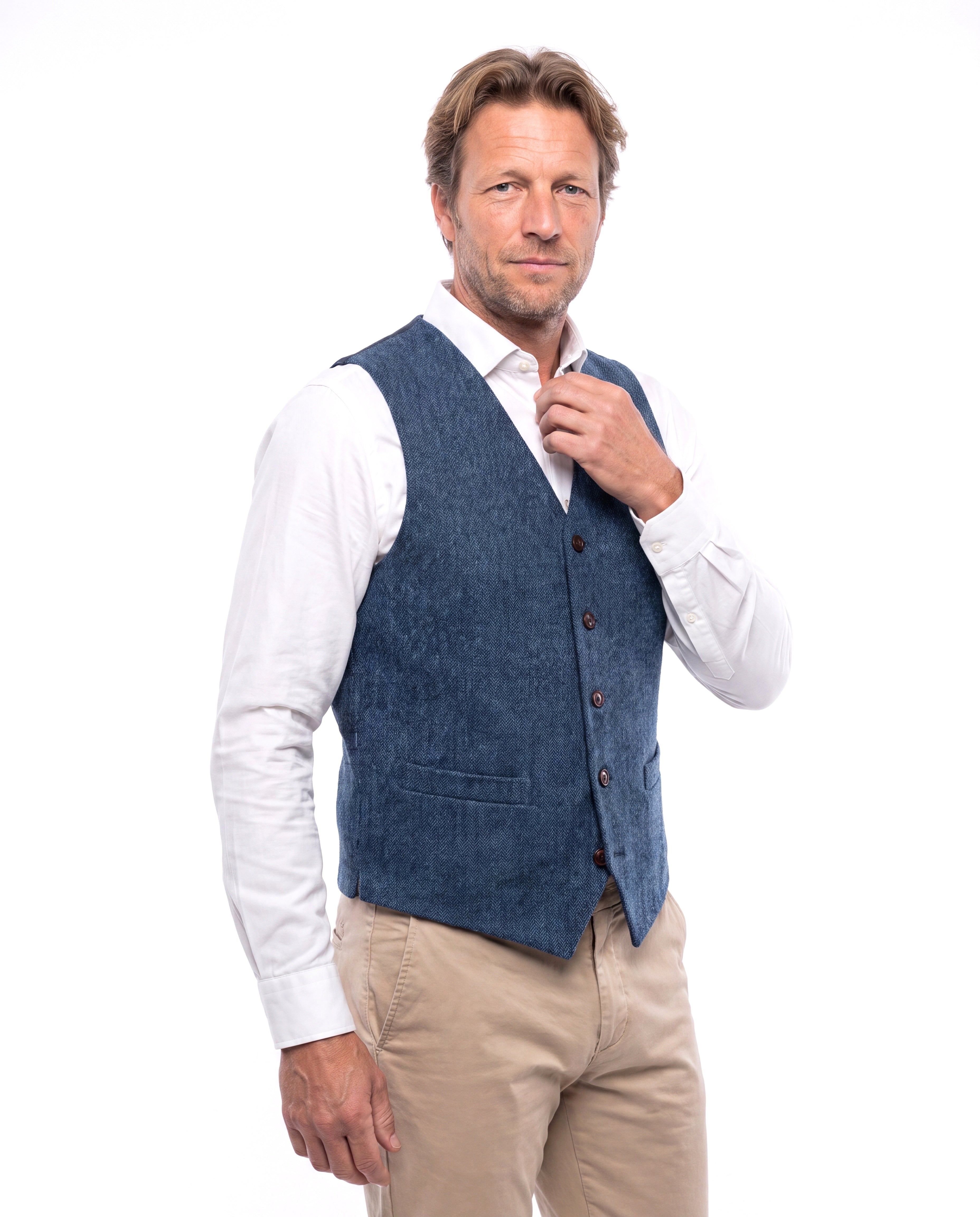Men's Denim Vest with Welt Pockets