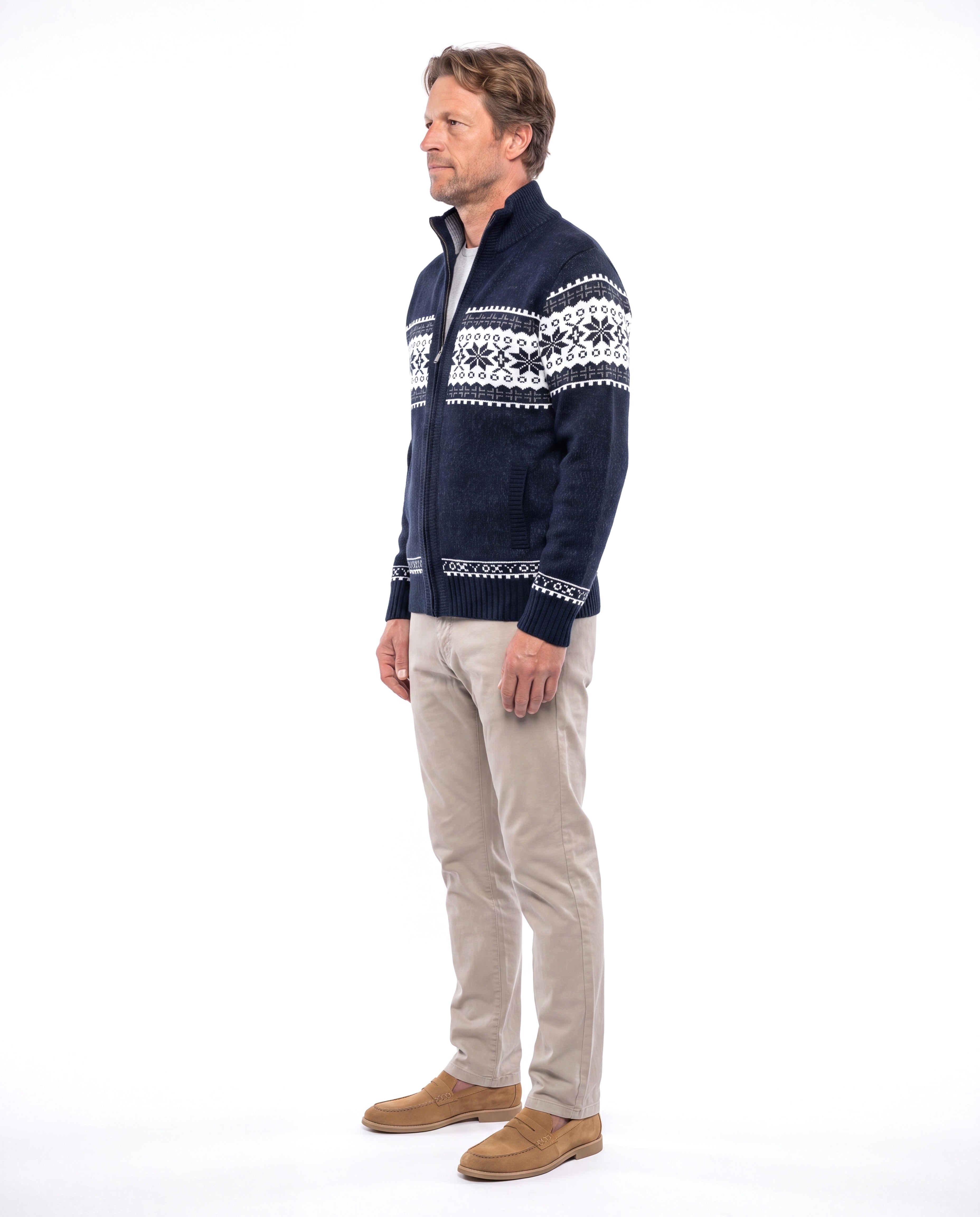 Men's Cotton Cardigan with Collar Detail