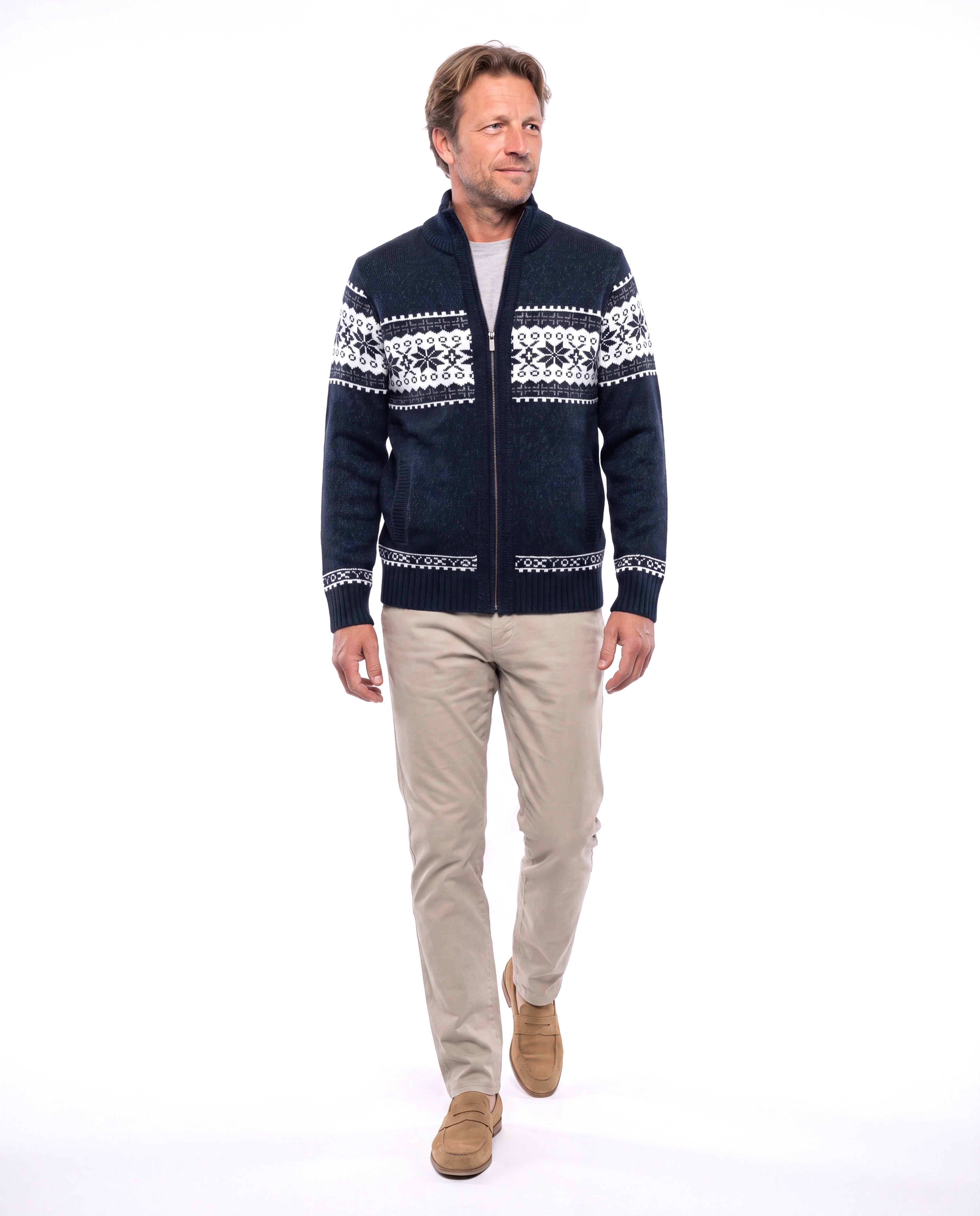 Men's Cotton Cardigan with Collar Detail