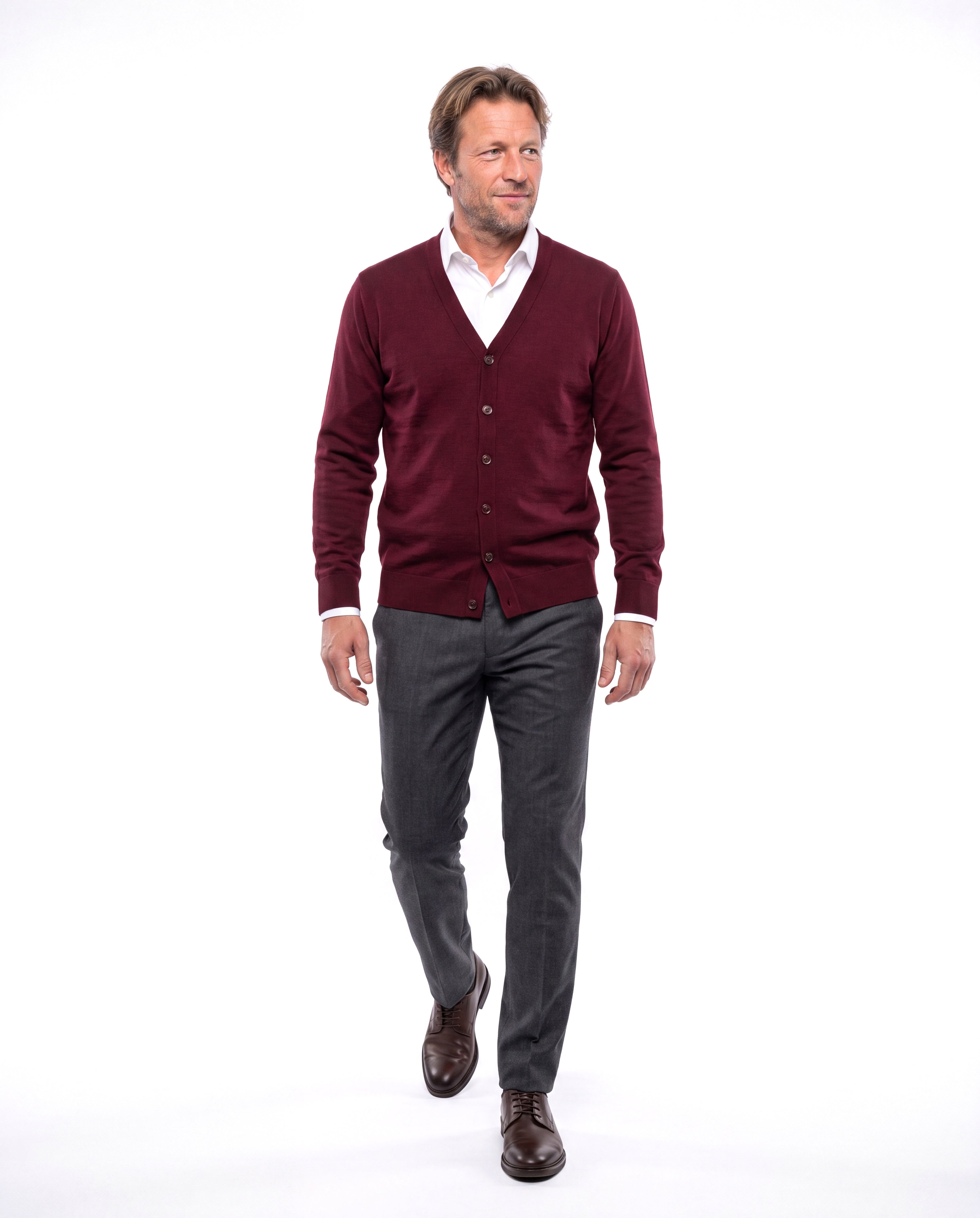 Men's Knitted Cardigan with V-Neck