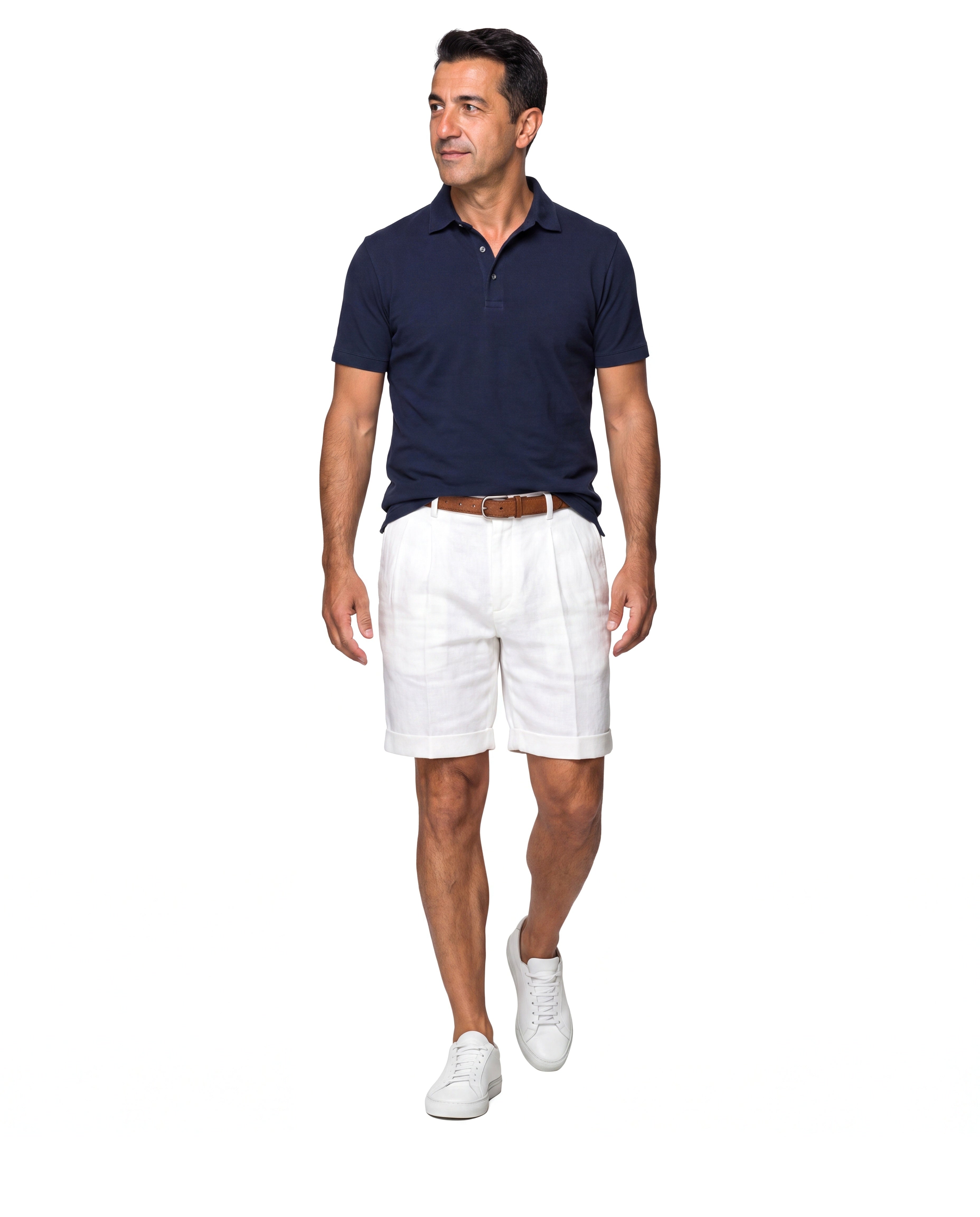 Men's Cotton Chino Shorts with Topstitch Detail