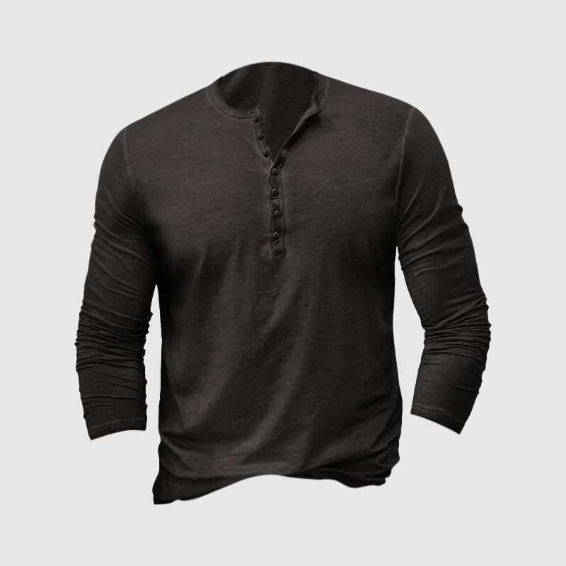 Caleb | Casual Cotton Henley T-Shirt - Valereo