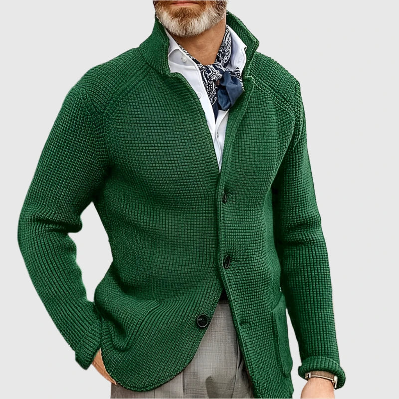 Caleb | Refined Knit Stand-Collar Cardigan - Valereo
