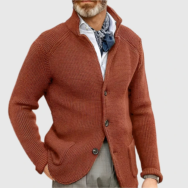 Caleb | Refined Knit Stand-Collar Cardigan - Valereo