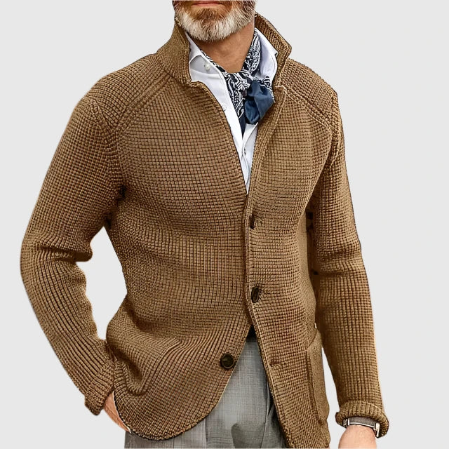 Caleb | Refined Knit Stand-Collar Cardigan - Valereo