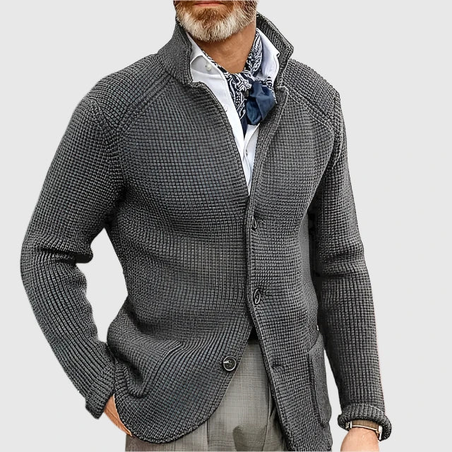 Caleb | Refined Knit Stand-Collar Cardigan - Valereo