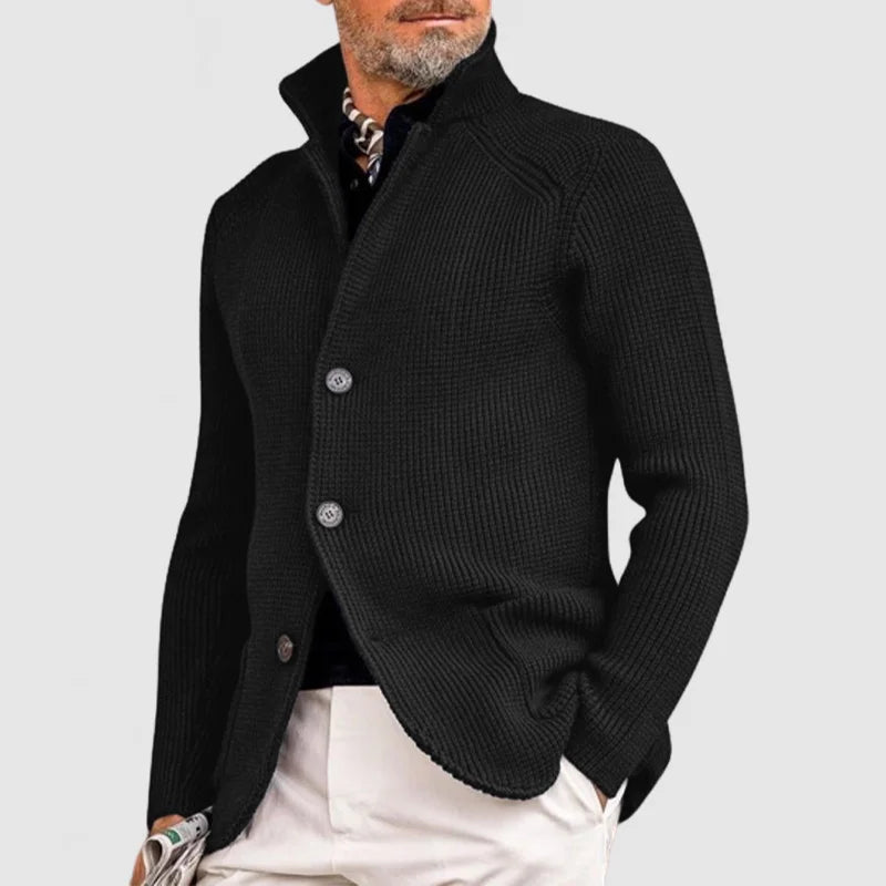 Caleb | Refined Knit Stand-Collar Cardigan - Valereo