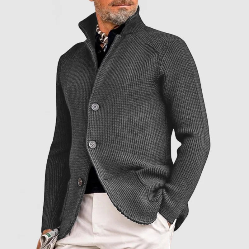 Caleb | Refined Knit Stand-Collar Cardigan - Valereo