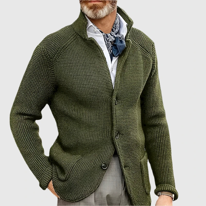 Caleb | Refined Knit Stand-Collar Cardigan - Valereo