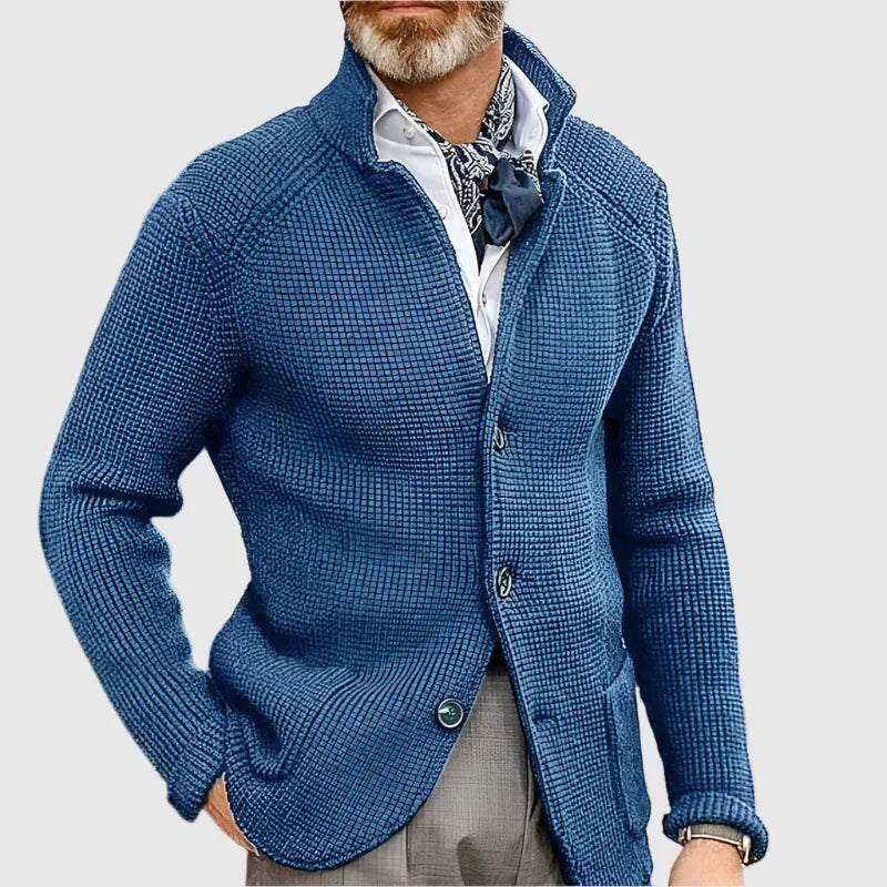 Caleb | Refined Knit Stand-Collar Cardigan - Valereo