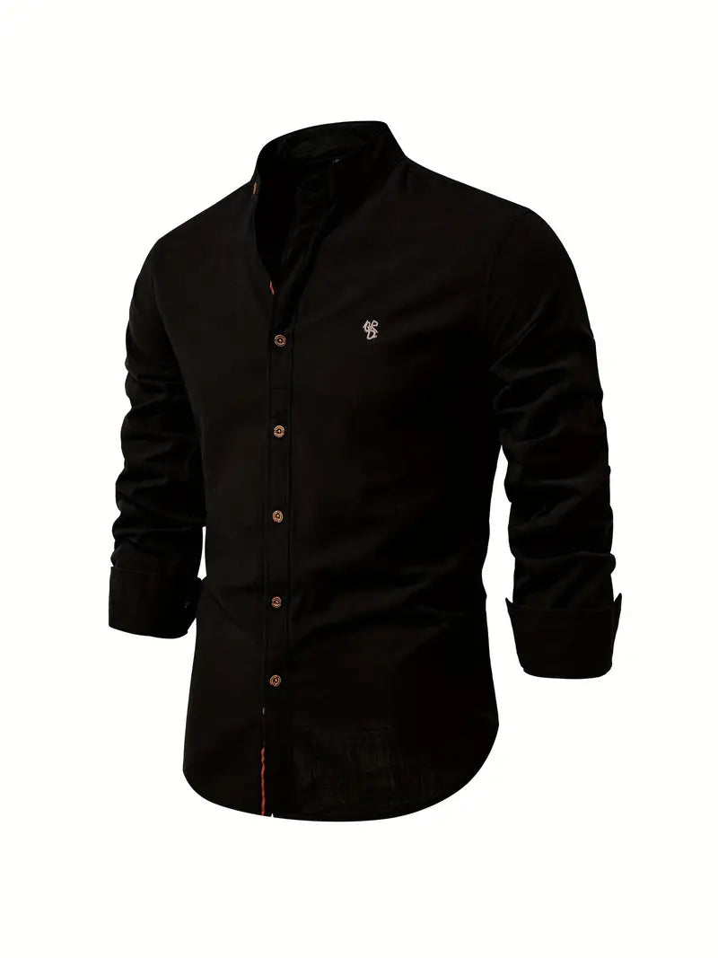 Caleb | Refined Linen Mandarin Collar Shirt - Valereo