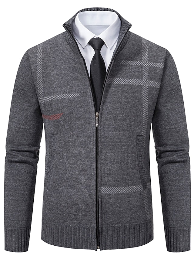 Caleb | Refined Plaid Knit Cardigan - Valereo