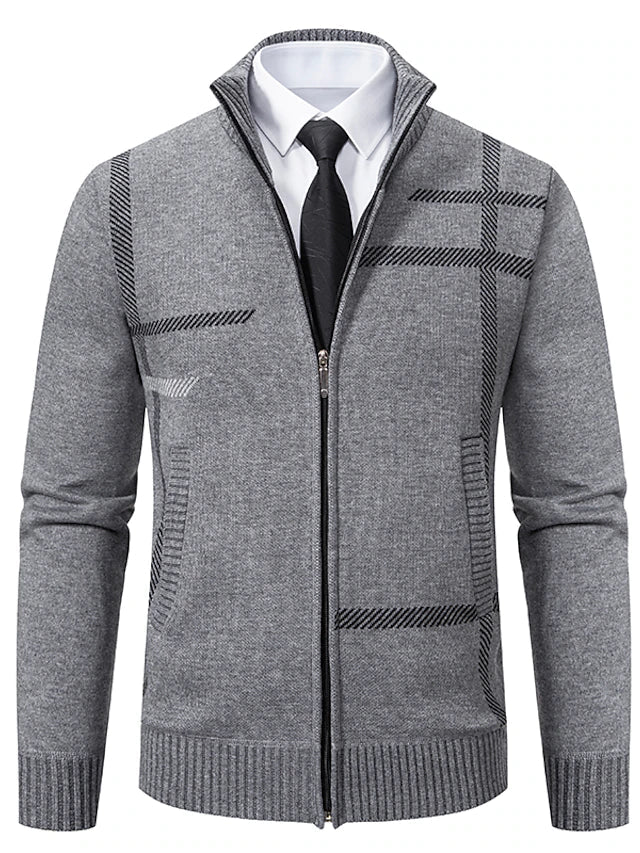 Caleb | Refined Plaid Knit Cardigan - Valereo