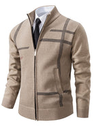 Caleb | Refined Plaid Knit Cardigan - Valereo