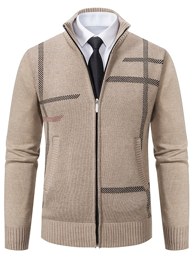 Caleb | Refined Plaid Knit Cardigan - Valereo
