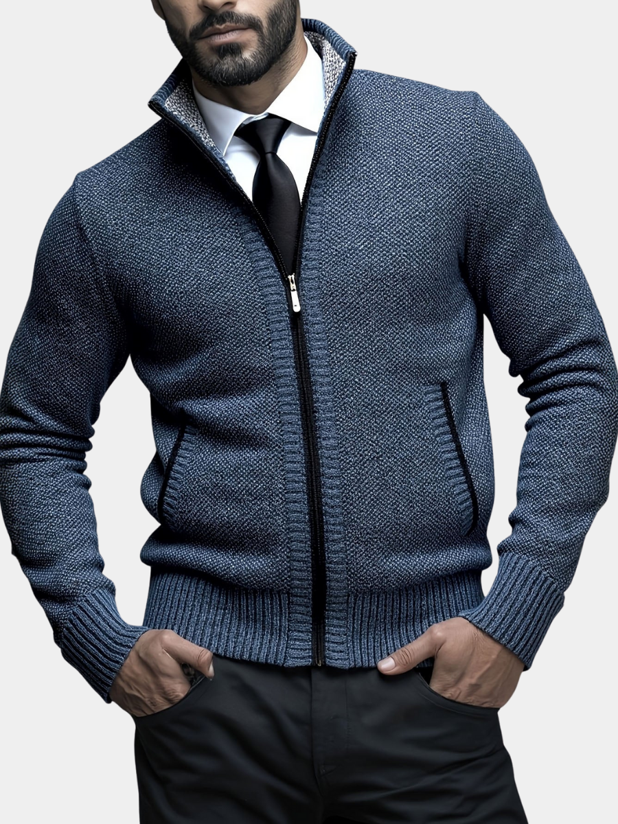 Caleb | Refined Zip Knit Cardigan - Valereo