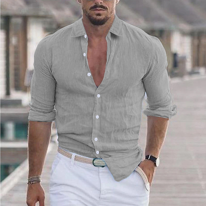 Caleb | Relaxed Linen Button-Up Shirt - Valereo