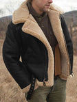 Men's Shearling Aviator Jacket Sherpa Collar