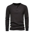 Men's Waffle-Knit Henley Long Sleeve Shirt