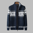 Men's Fair Isle Knit Cardigan Fleece Lined