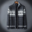 Men's Fair Isle Knit Cardigan Fleece Lined