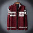 Men's Fair Isle Knit Cardigan Fleece Lined
